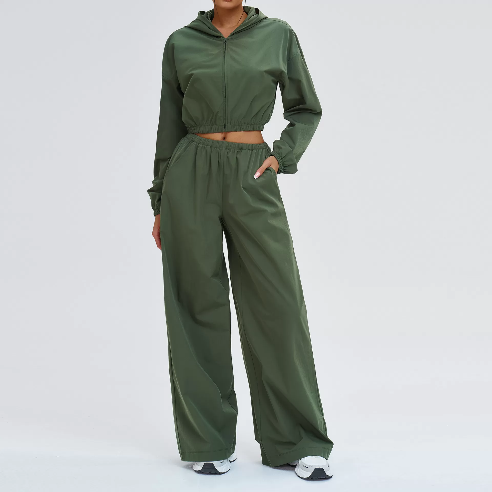 Pantalones deportivos con cremallera y bolsillo para mujer, ropa de gimnasio, transpirable, conjunto de 2 piezas para yoga y entrenamiento, FGBTZ2520