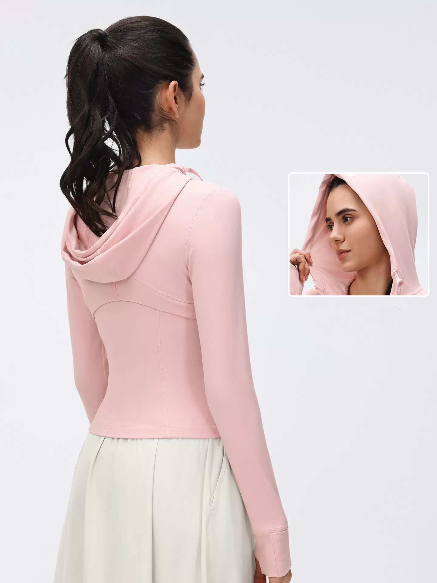 Chaqueta deportiva de manga larga con capucha para gimnasio, running, fitness, entrenamiento, con cremallera, FGBD25180