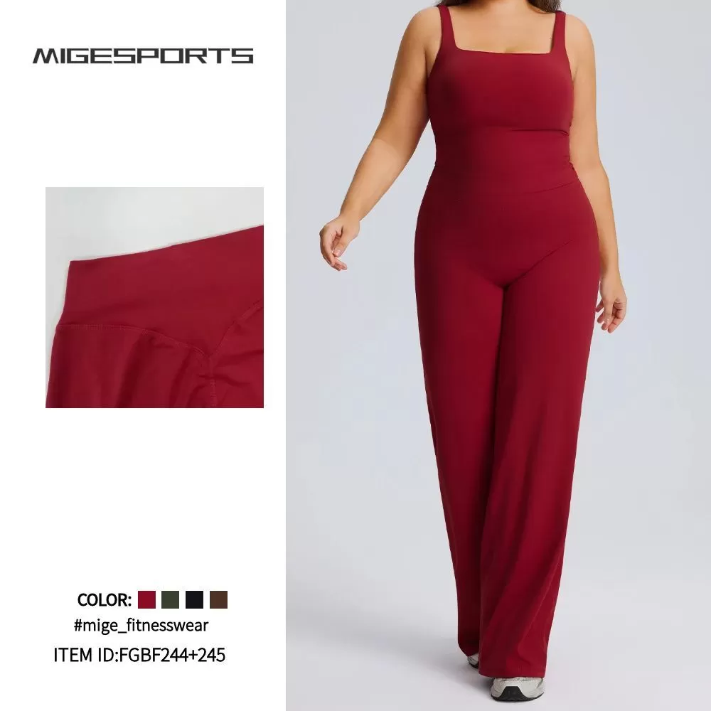 Ropa de yoga de talla grande para mujer, secado rápido, para pilates, running, deportes, conjunto de 2 piezas, conjunto de yoga, gimnasio, conjuntos de fitness para mujer FGBF244+245