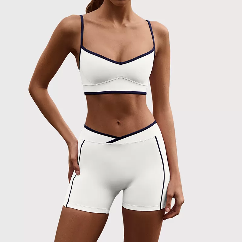 2 piezas de sujetador deportivo sin espalda para mujer, ropa deportiva para gimnasio, conjuntos de entrenamiento de yoga, pantalones cortos FGBB6594+K6595