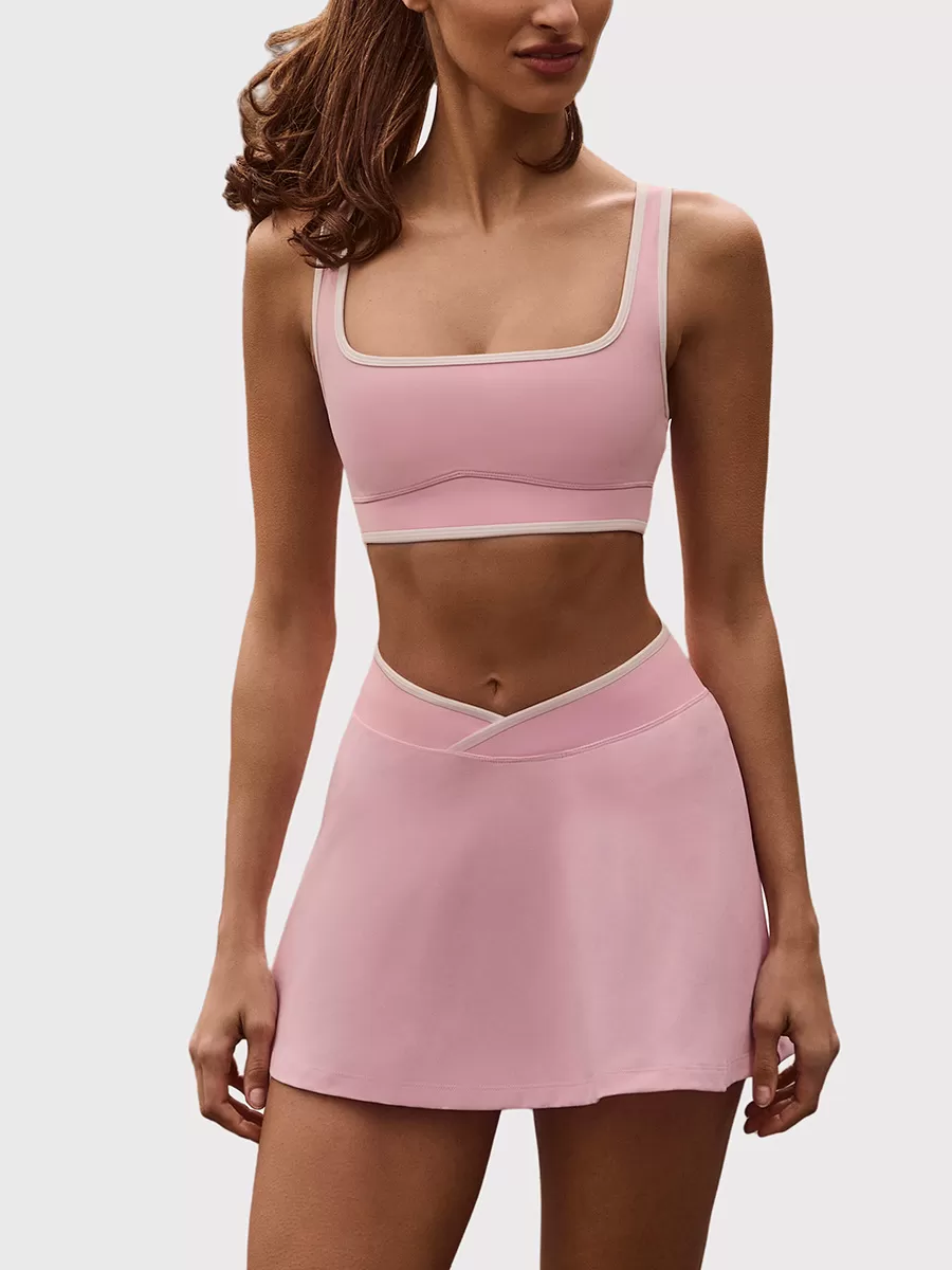 Conjunto deportivo de dos piezas para mujer, transpirable, con sujetador y falda de tenis, para yoga, FGBB6597+K6598