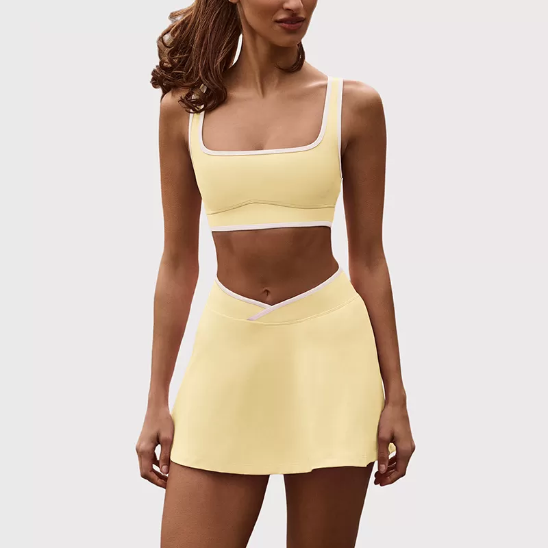 Conjunto deportivo de dos piezas para mujer, transpirable, con sujetador y falda de tenis, para yoga, FGBB6597+K6598