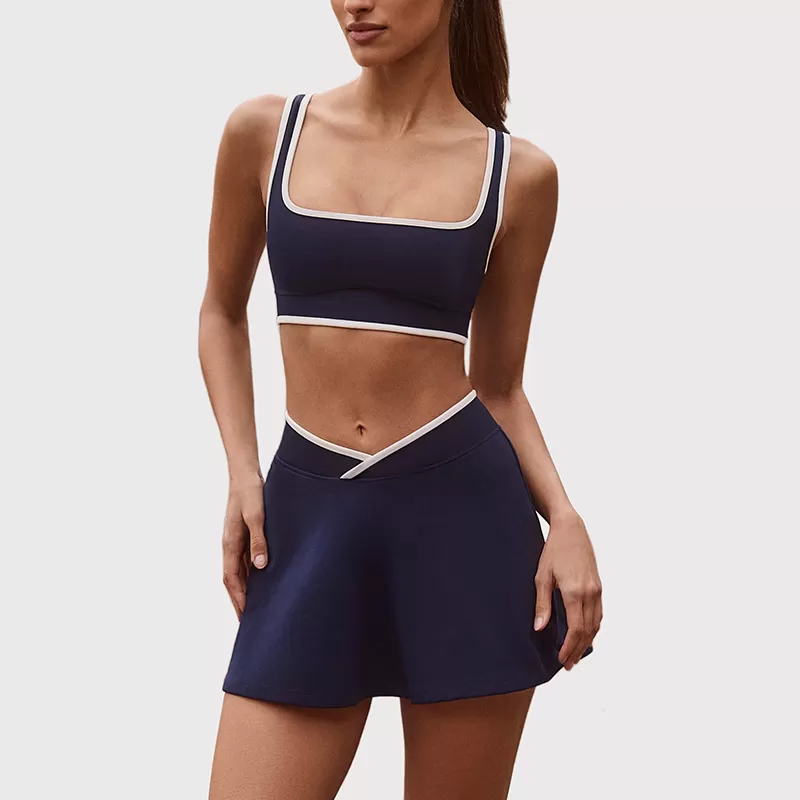 Conjunto deportivo de dos piezas para mujer, transpirable, con sujetador y falda de tenis, para yoga, FGBB6597+K6598