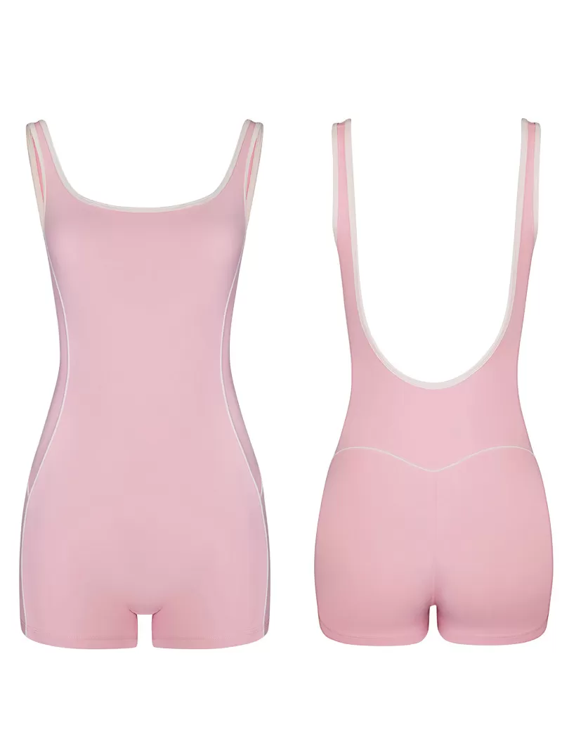 Mono de yoga con realce de cadera, pantalones cortos, ropa deportiva y de fitness, venta al por mayor, mono de yoga sin espalda FGBK6604