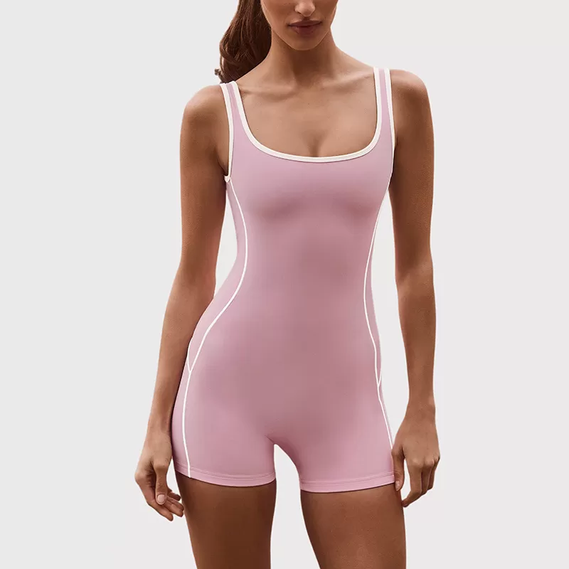 Mono de yoga con realce de cadera, pantalones cortos, ropa deportiva y de fitness, venta al por mayor, mono de yoga sin espalda FGBK6604