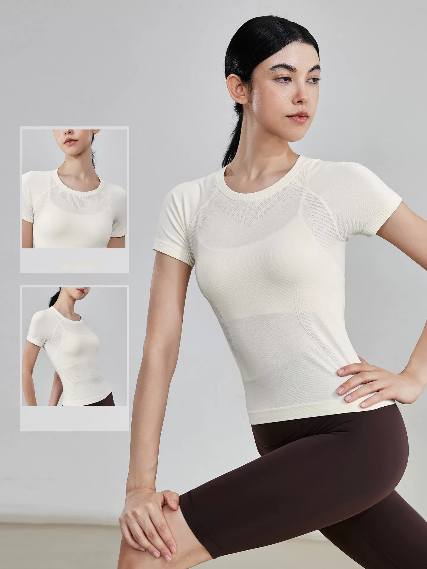 Ropa deportiva para mujer, para correr, cuello redondo, manga corta, para gimnasio, fitness, entrenamiento, FGBTX53001