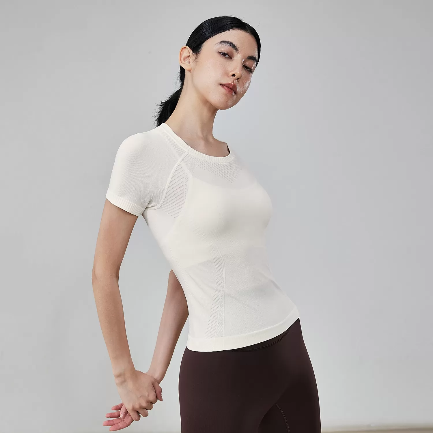 Ropa deportiva para mujer, para correr, cuello redondo, manga corta, para gimnasio, fitness, entrenamiento, FGBTX53001