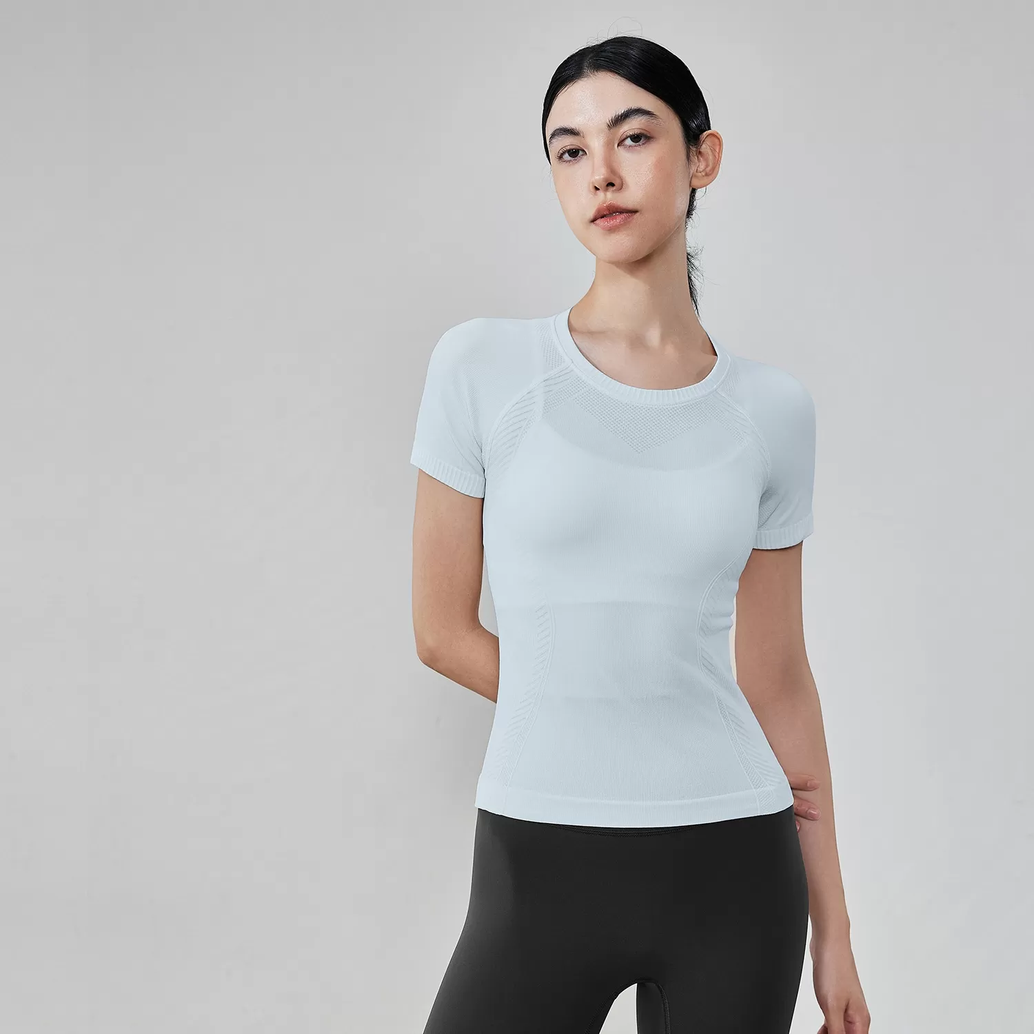 Ropa deportiva para mujer, para correr, cuello redondo, manga corta, para gimnasio, fitness, entrenamiento, FGBTX53001