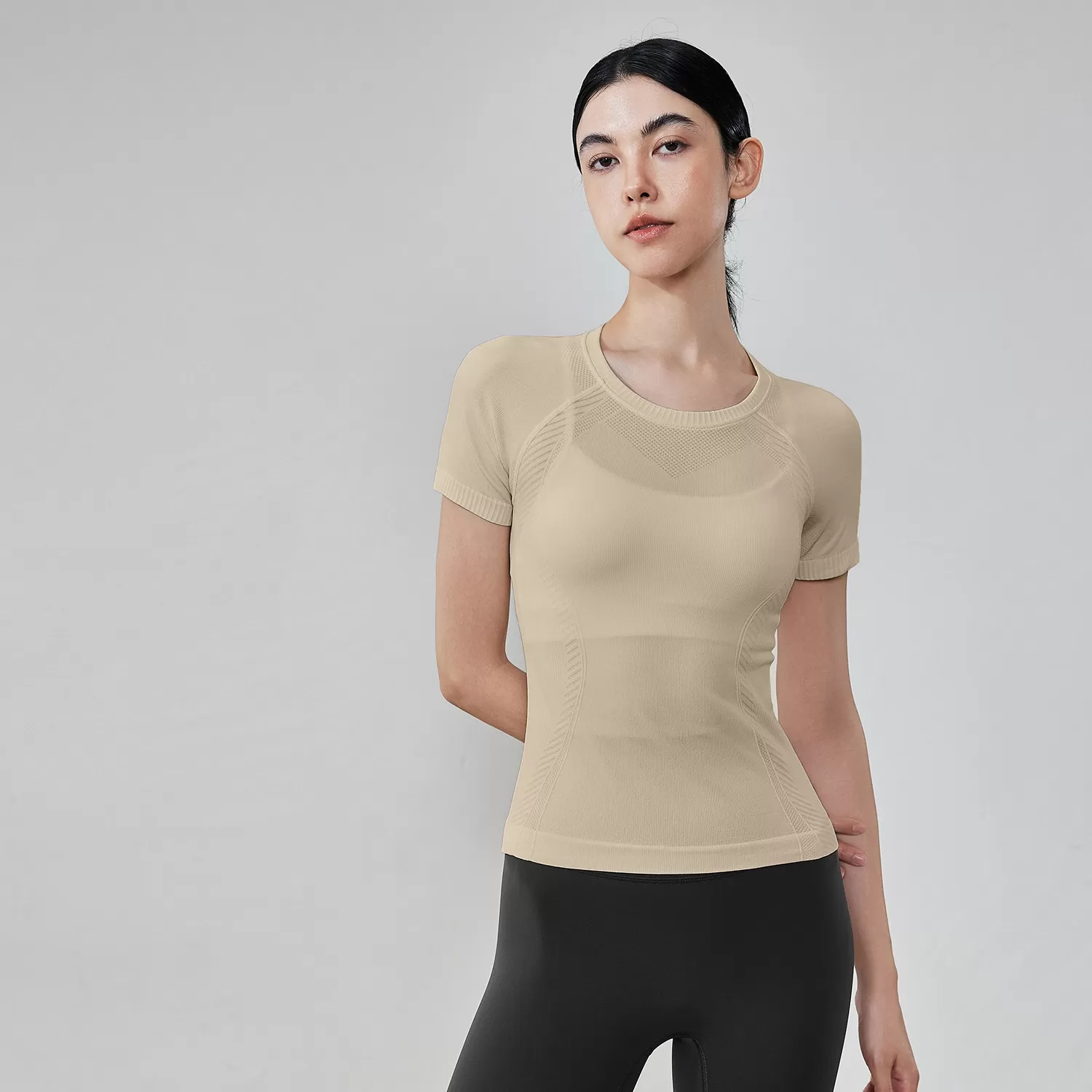 Ropa deportiva para mujer, para correr, cuello redondo, manga corta, para gimnasio, fitness, entrenamiento, FGBTX53001