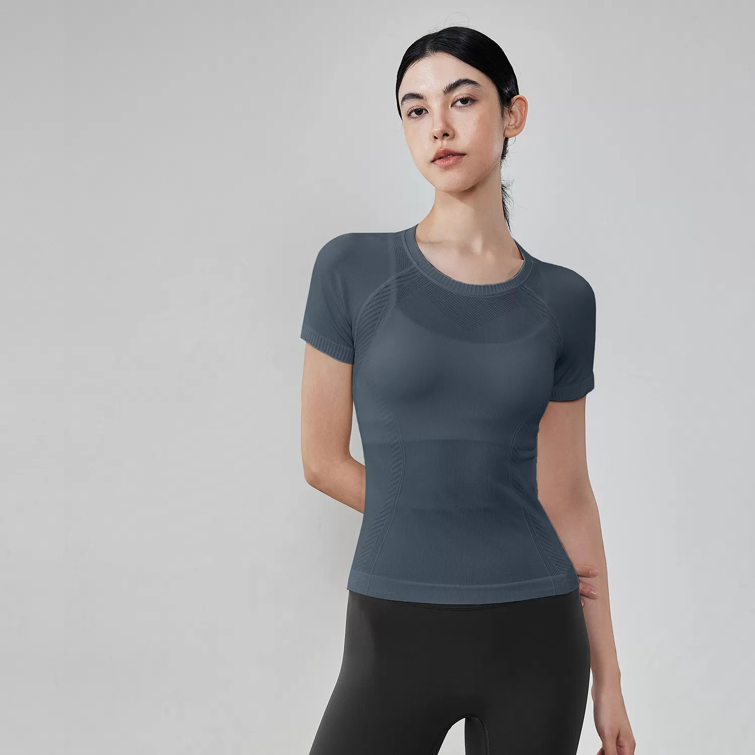 Ropa deportiva para mujer, para correr, cuello redondo, manga corta, para gimnasio, fitness, entrenamiento, FGBTX53001