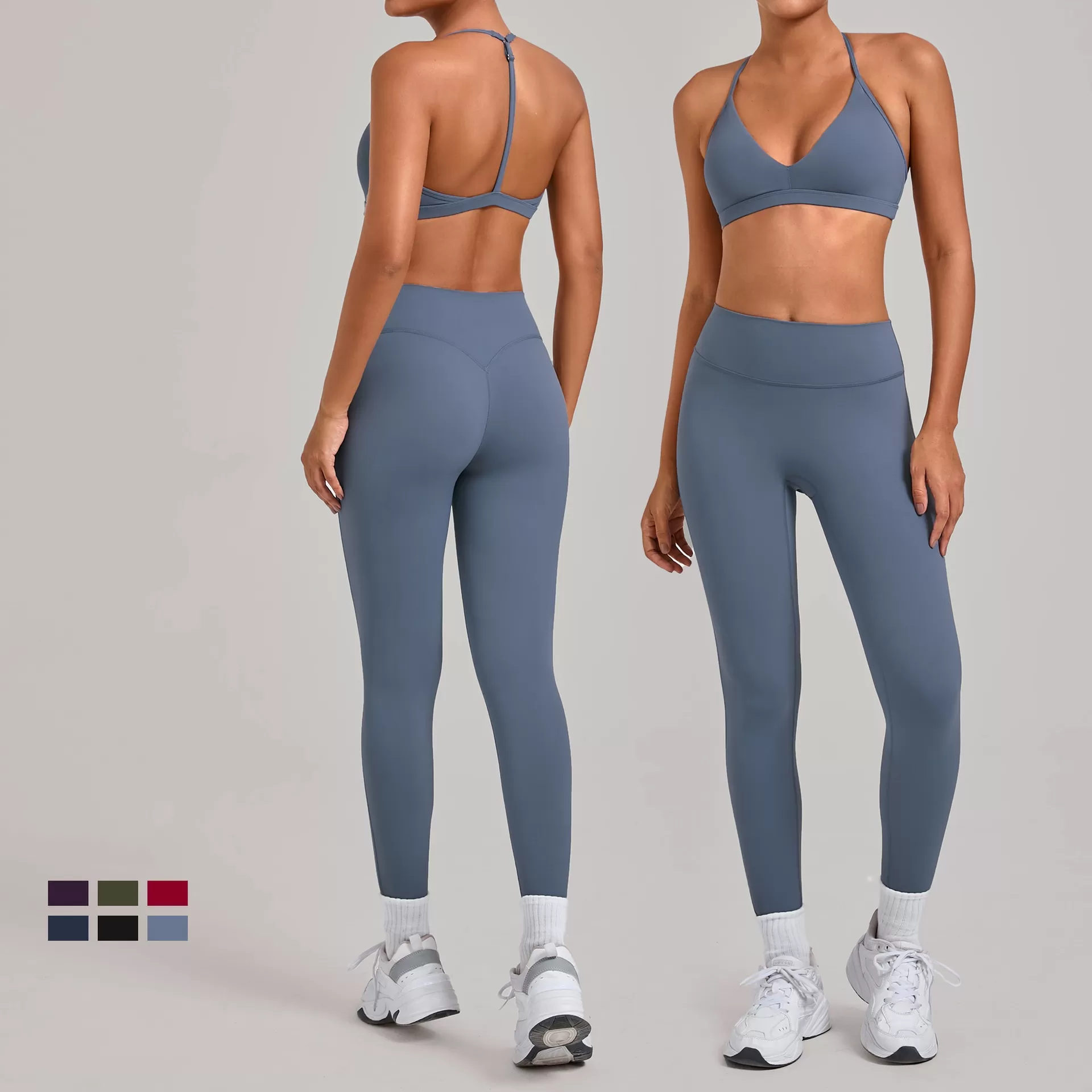 Conjunto de 2 piezas de ropa deportiva para mujer, leggings de gimnasio, sujetador deportivo, ropa de yoga, FGB2713+86600