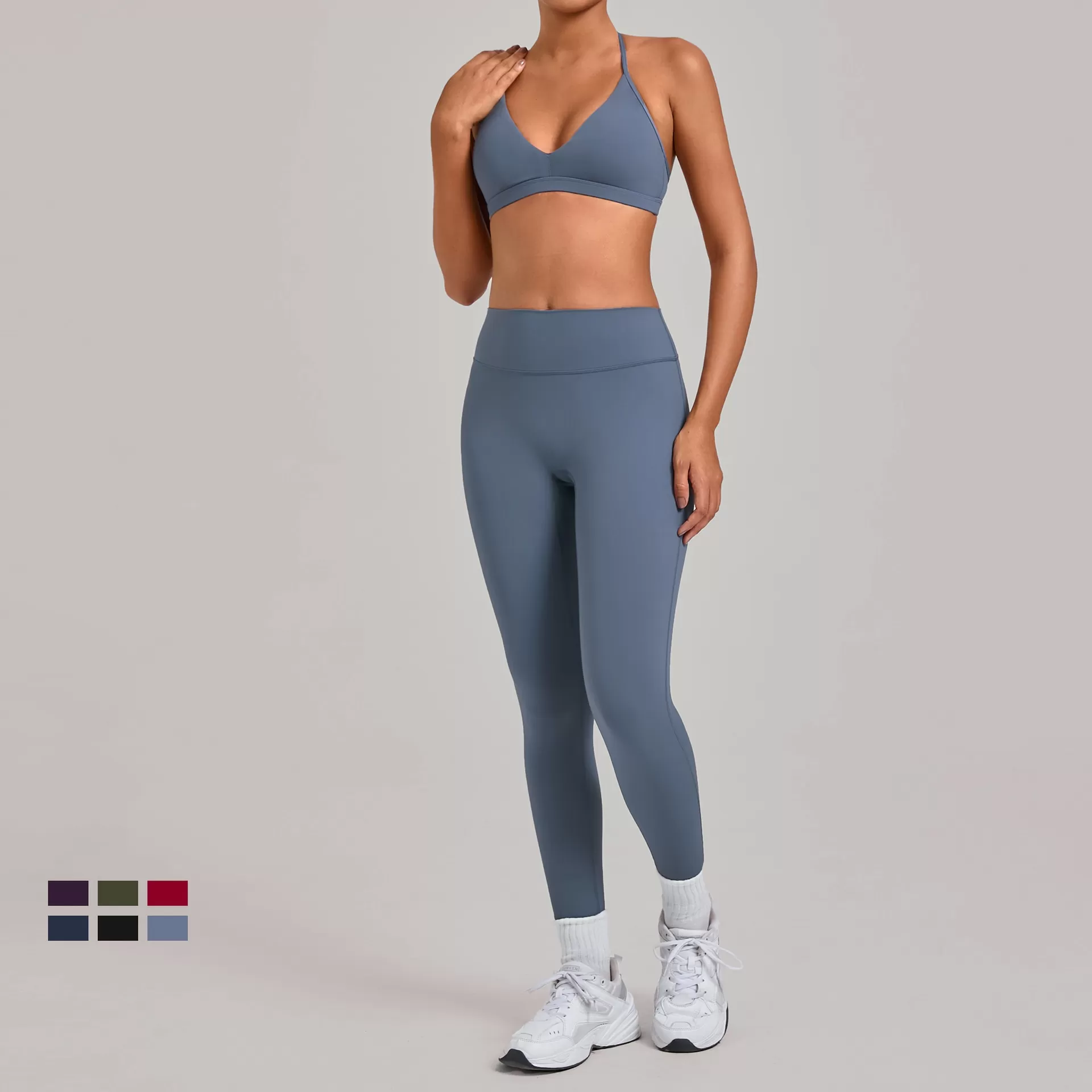 Conjunto de 2 piezas de ropa deportiva para mujer, leggings de gimnasio, sujetador deportivo, ropa de yoga, FGB2713+86600