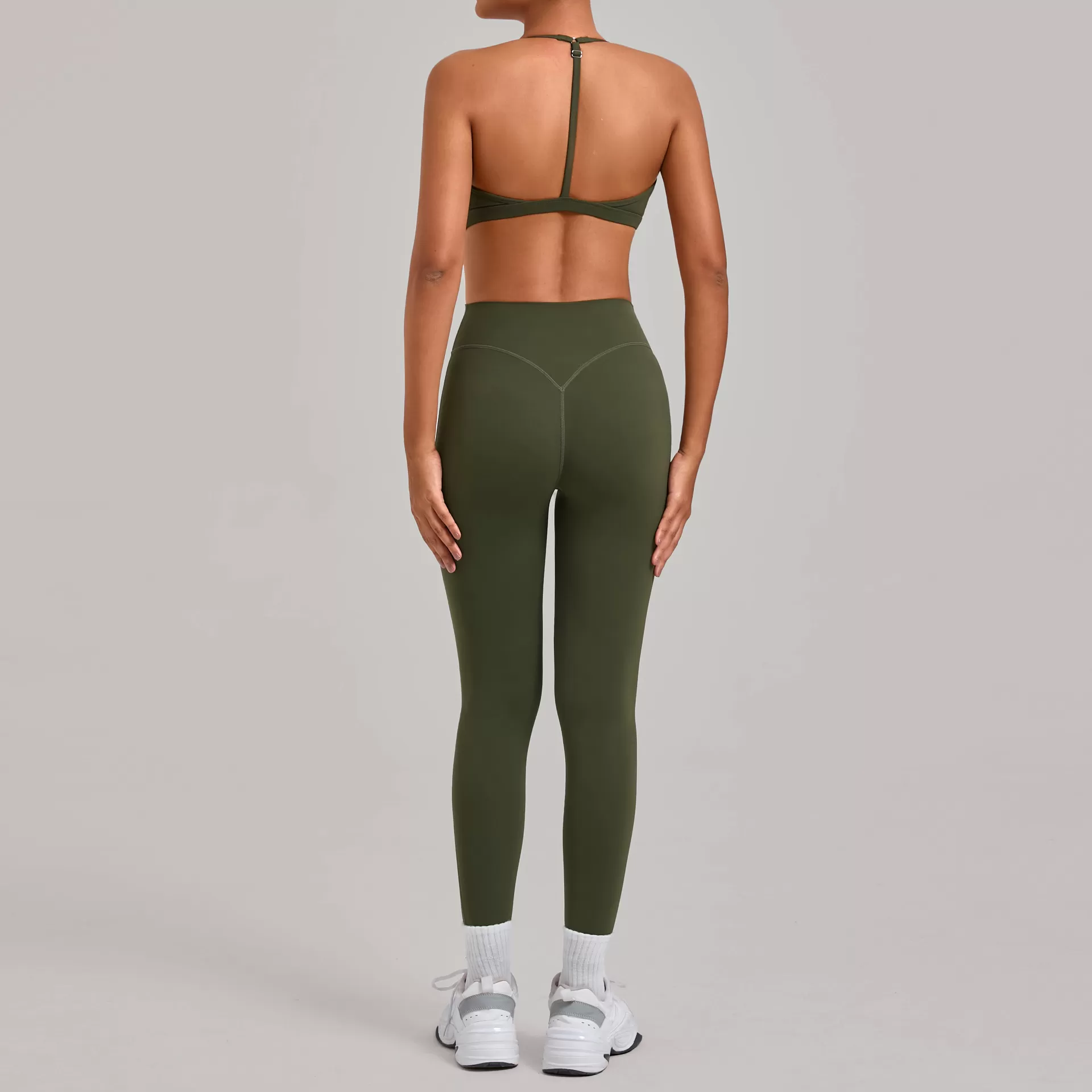 Conjunto de 2 piezas de ropa deportiva para mujer, leggings de gimnasio, sujetador deportivo, ropa de yoga, FGB2713+86600