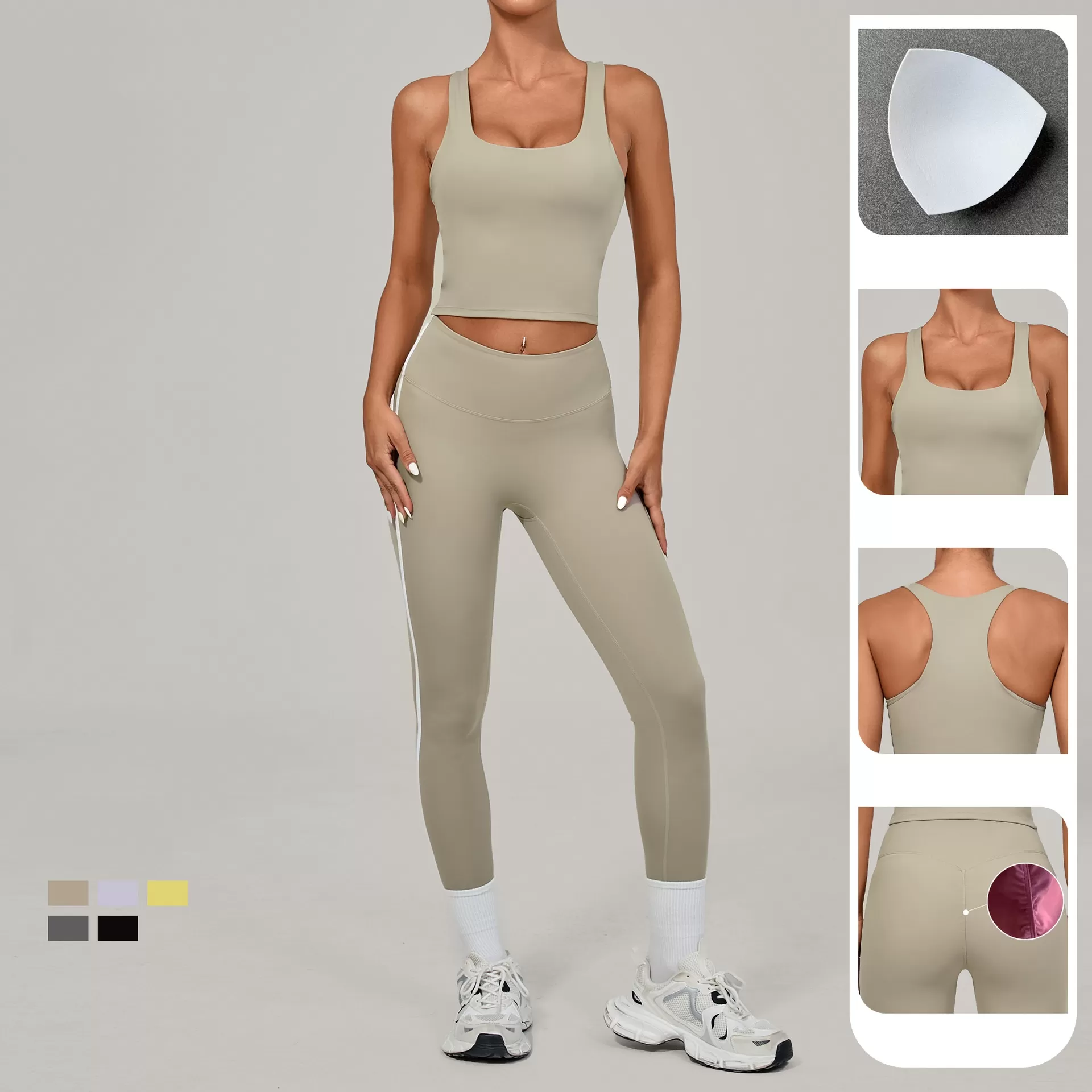 Ropa deportiva para mujer, leggings deportivos, camisetas sin mangas, sujetadores, conjuntos de yoga y entrenamiento, FGB3352+63168