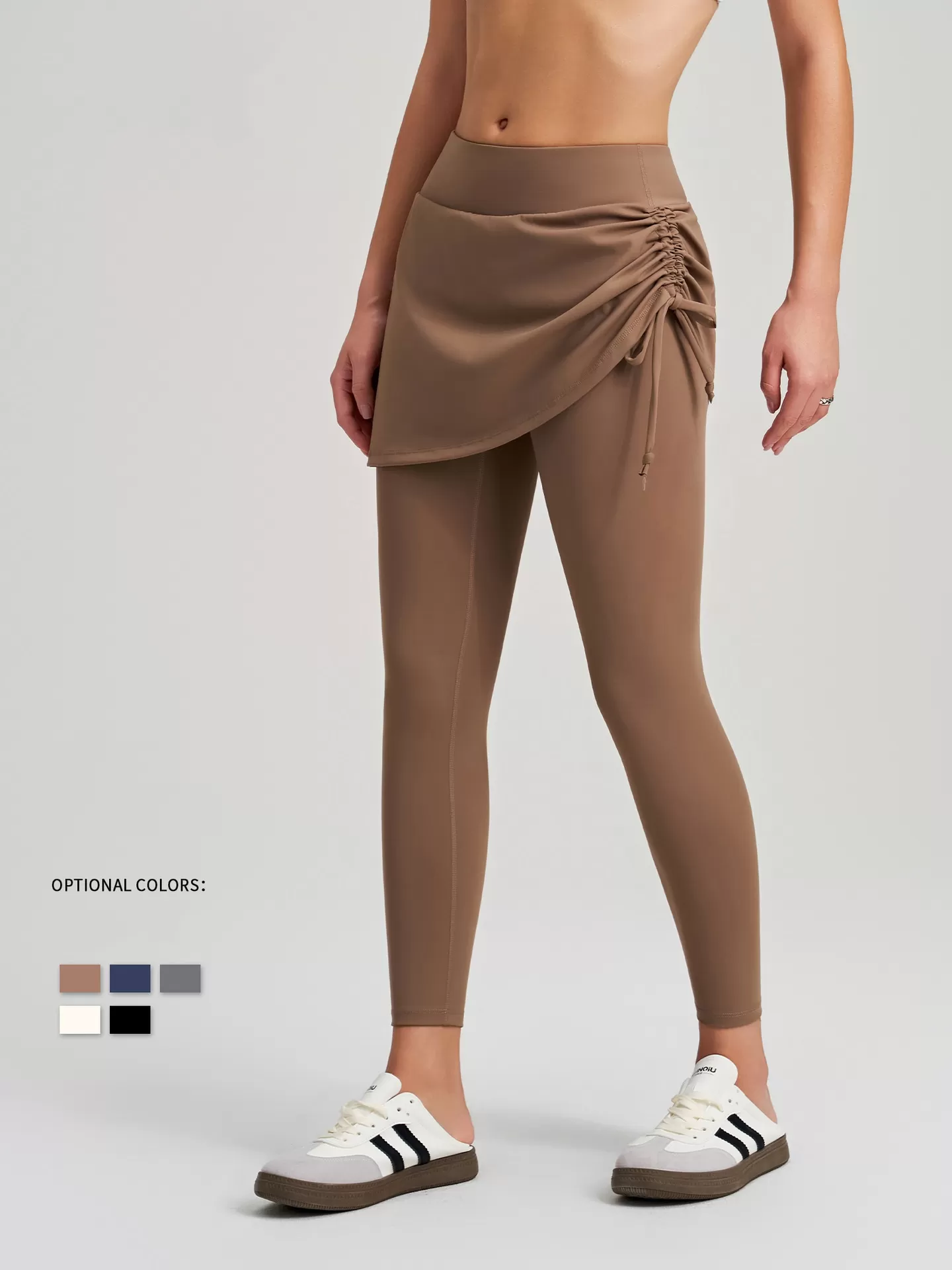 Pantalones de yoga de cintura alta con cordón ajustable para mujer, control de abdomen, adelgazamiento, longitud completa, FGBCK-5082