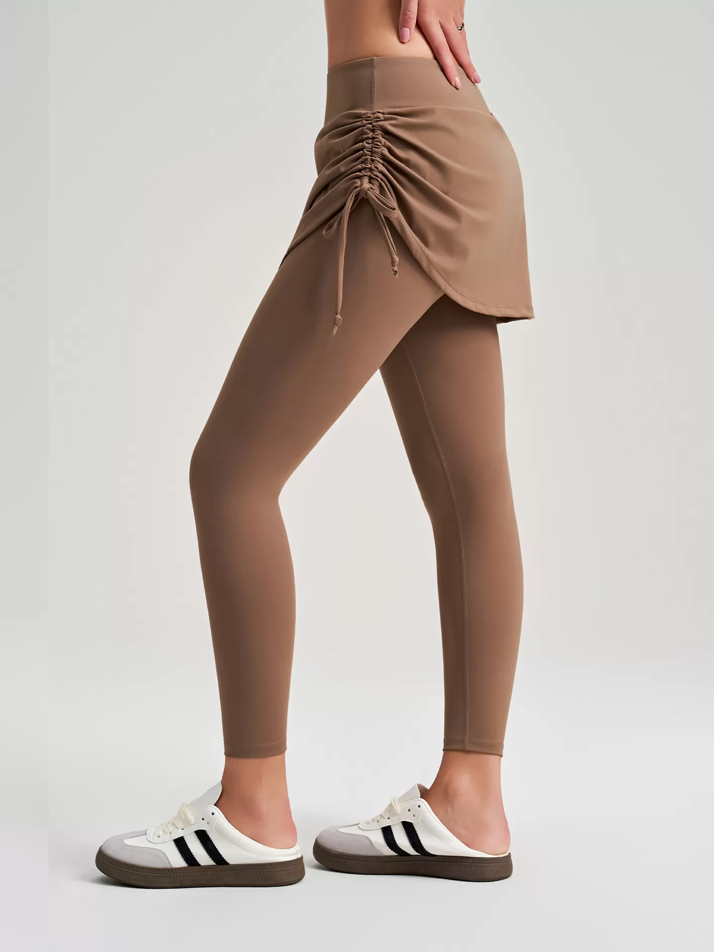 Pantalones de yoga de cintura alta con cordón ajustable para mujer, control de abdomen, adelgazamiento, longitud completa, FGBCK-5082