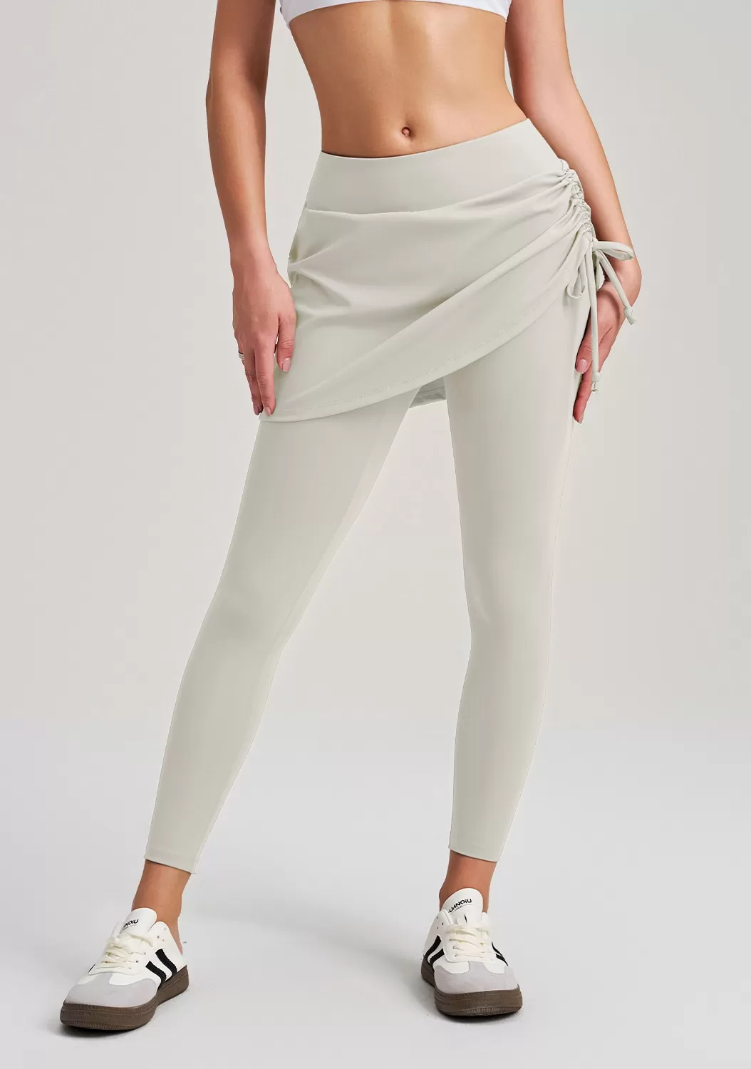 Pantalones de yoga de cintura alta con cordón ajustable para mujer, control de abdomen, adelgazamiento, longitud completa, FGBCK-5082