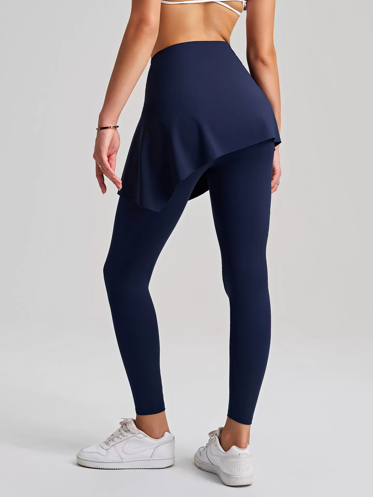 Leggings deportivos de cintura alta para mujer, con cintura elástica y falda desmontable, FGBCK-5101+YPF-5002
