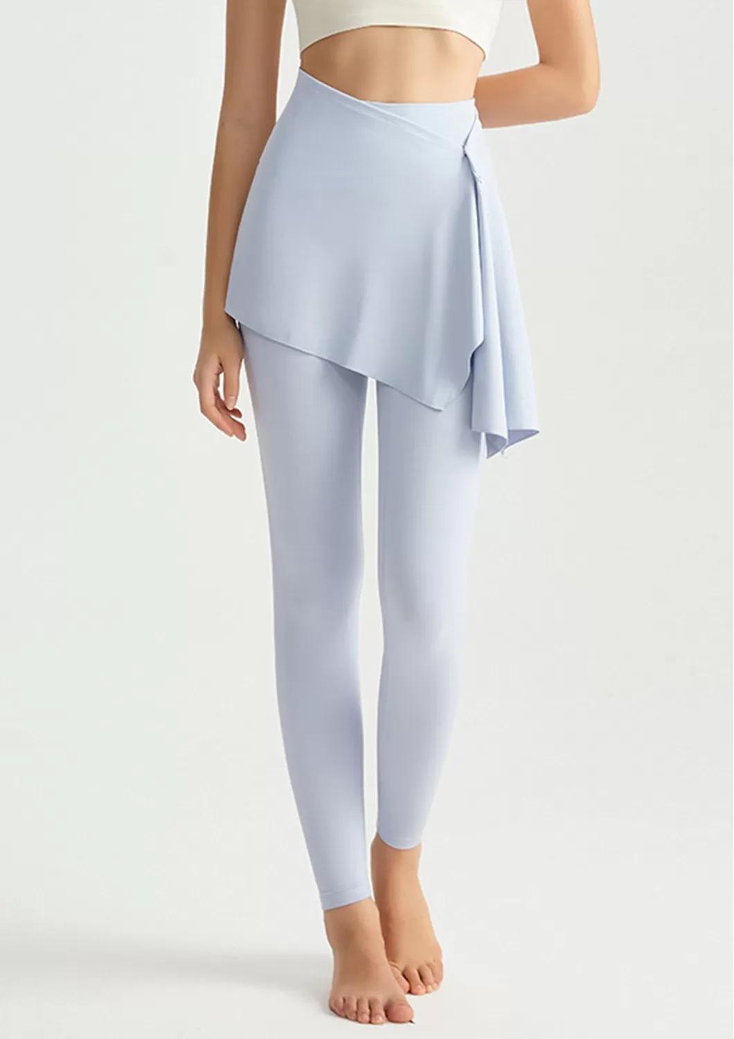 Leggings deportivos de cintura alta para mujer, con cintura elástica y falda desmontable, FGBCK-5101+YPF-5002