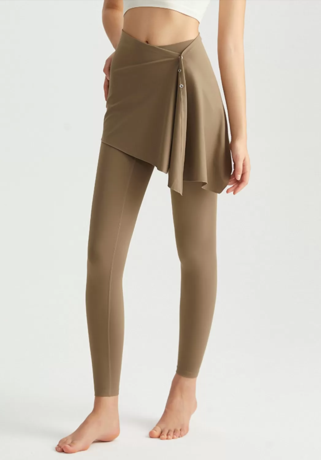 Leggings deportivos de cintura alta para mujer, con cintura elástica y falda desmontable, FGBCK-5101+YPF-5002