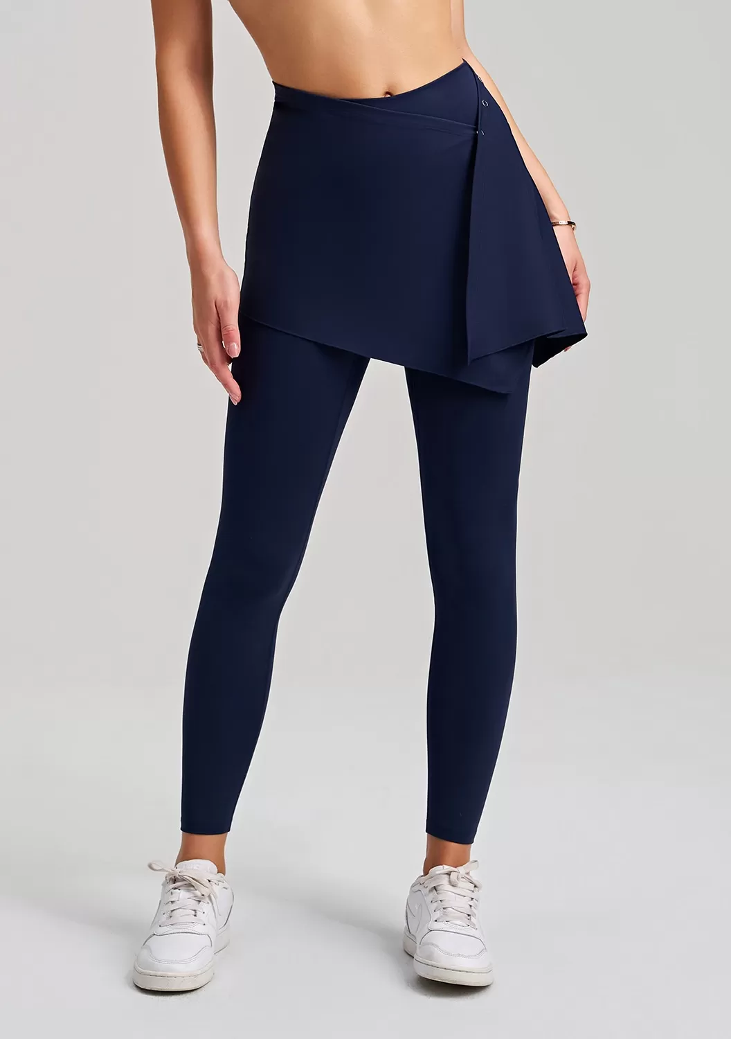 Leggings deportivos de cintura alta para mujer, con cintura elástica y falda desmontable, FGBCK-5101+YPF-5002