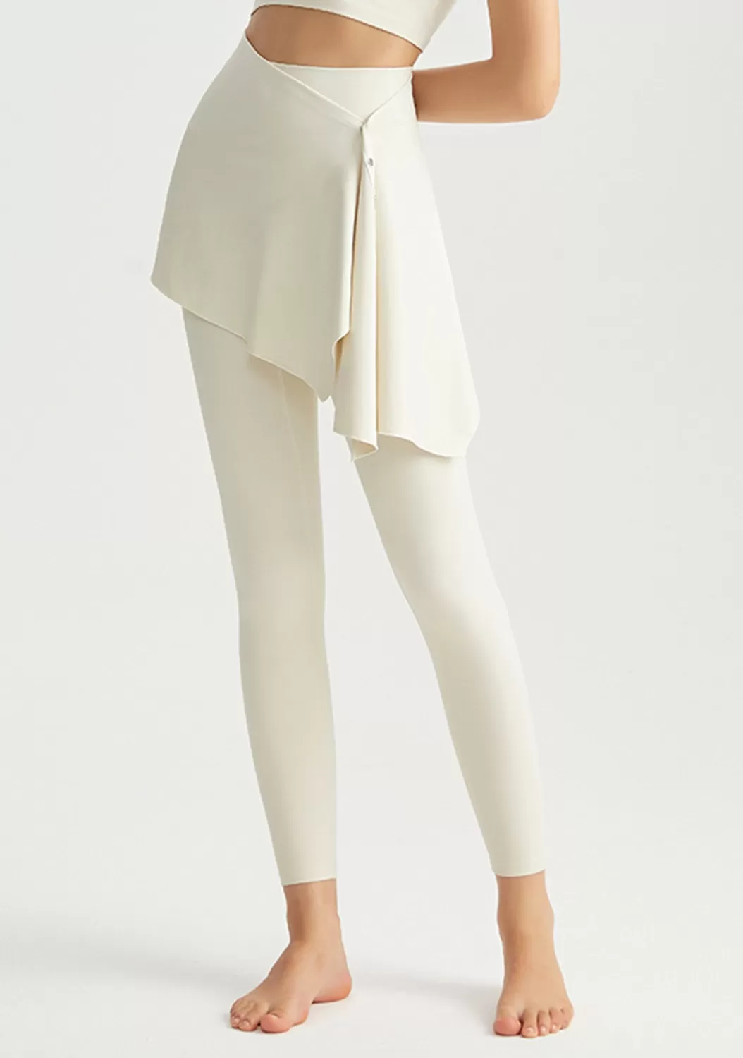 Leggings deportivos de cintura alta para mujer, con cintura elástica y falda desmontable, FGBCK-5101+YPF-5002