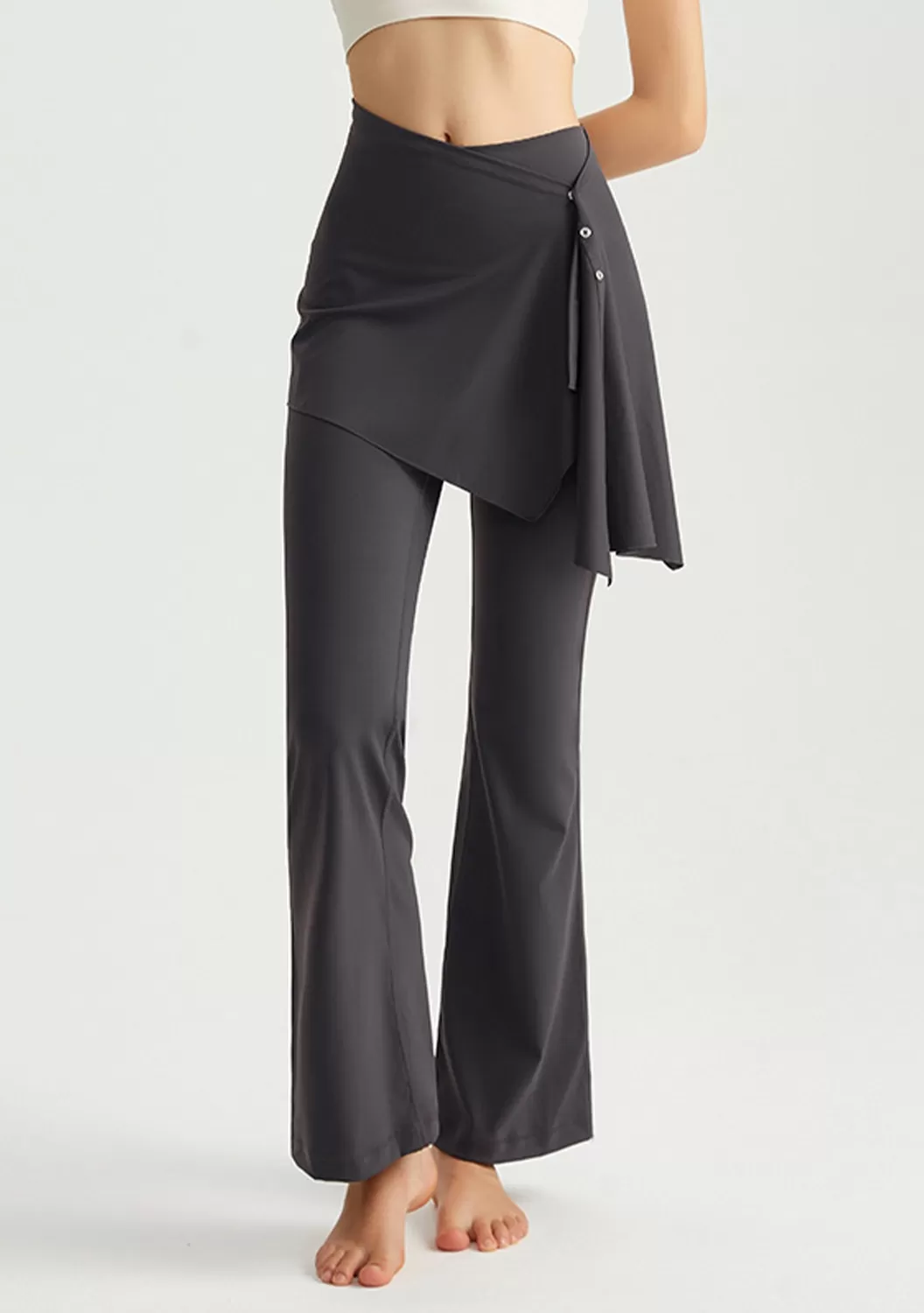 Leggings deportivos acampanados de cintura alta con falda desmontable para mujer, ropa deportiva de gimnasio, FGBCK-5102+YPF-5002