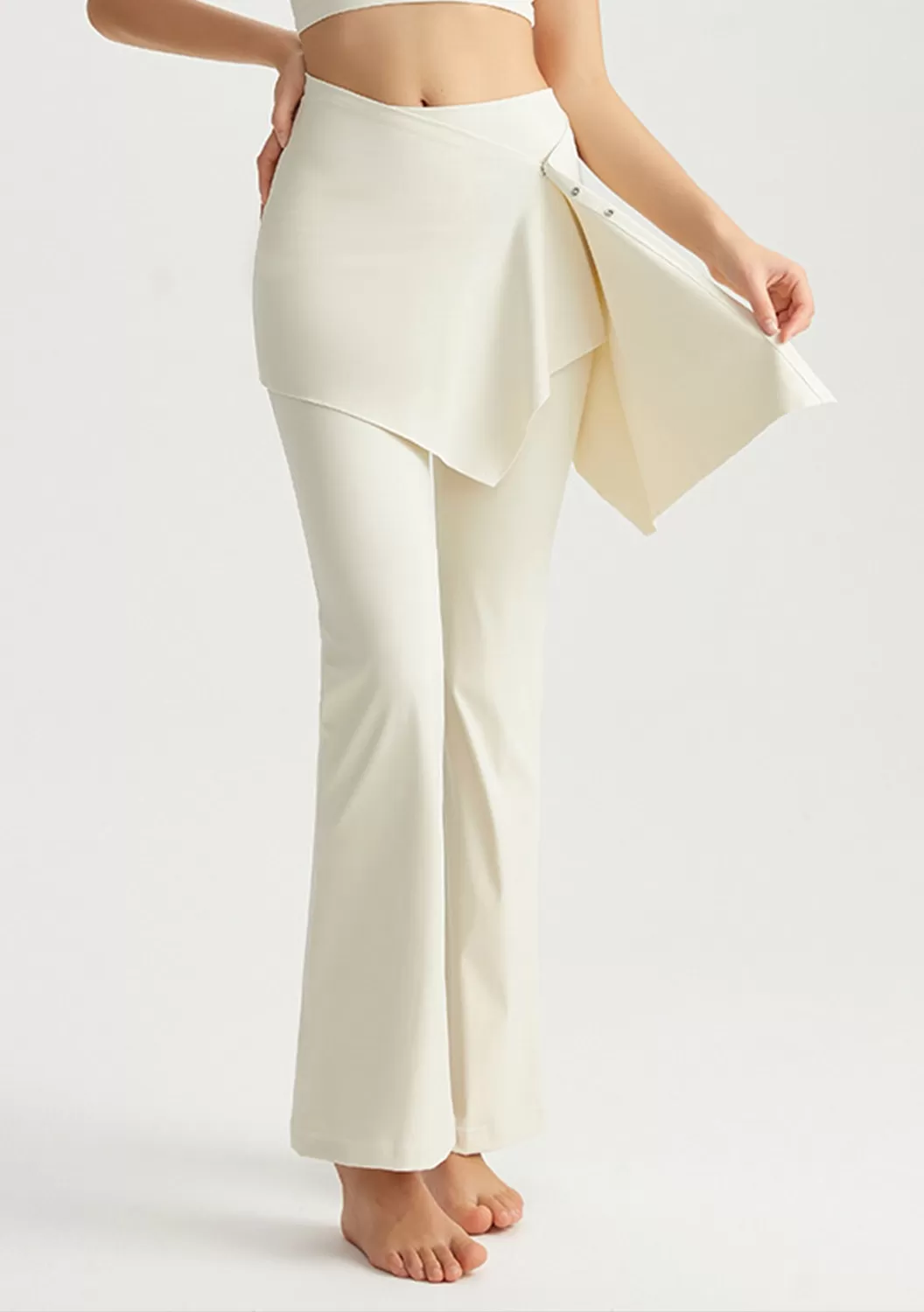 Leggings deportivos acampanados de cintura alta con falda desmontable para mujer, ropa deportiva de gimnasio, FGBCK-5102+YPF-5002