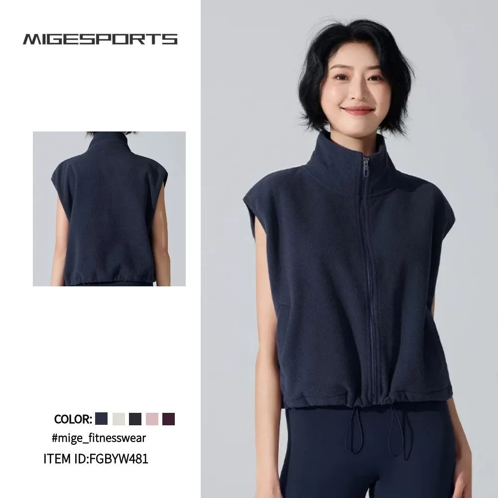 Chaqueta sin mangas con cremallera y cuello alto, resistente al viento, para mujer, chaleco deportivo, FGBYW481