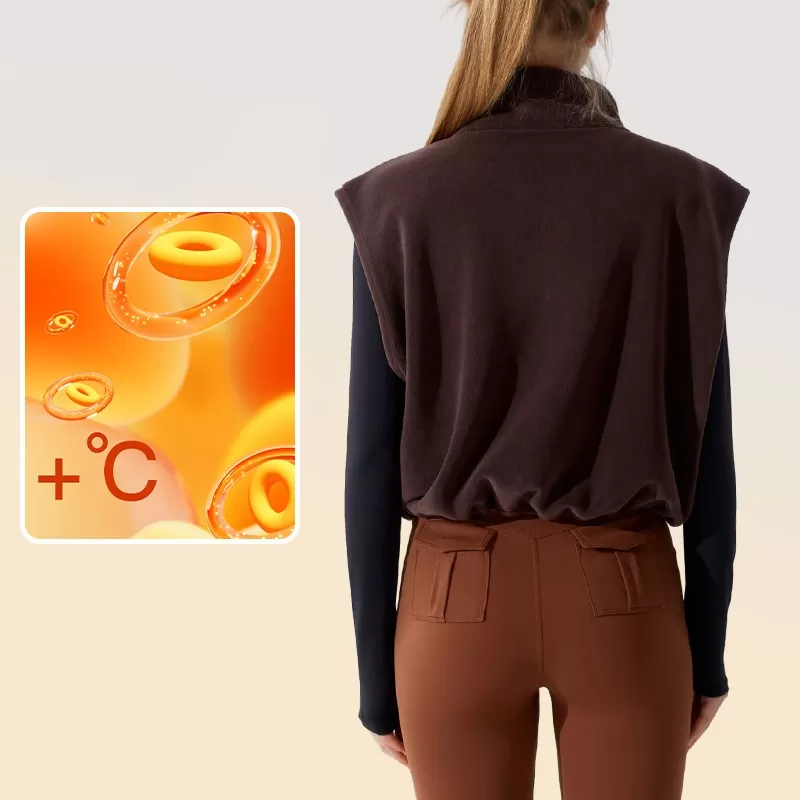 Women's Fall/Winter Fleece Sleeveless Athletic Jacket Outerwear Fitness Stand-up Collar Sport Yoga Vest FGBYM282