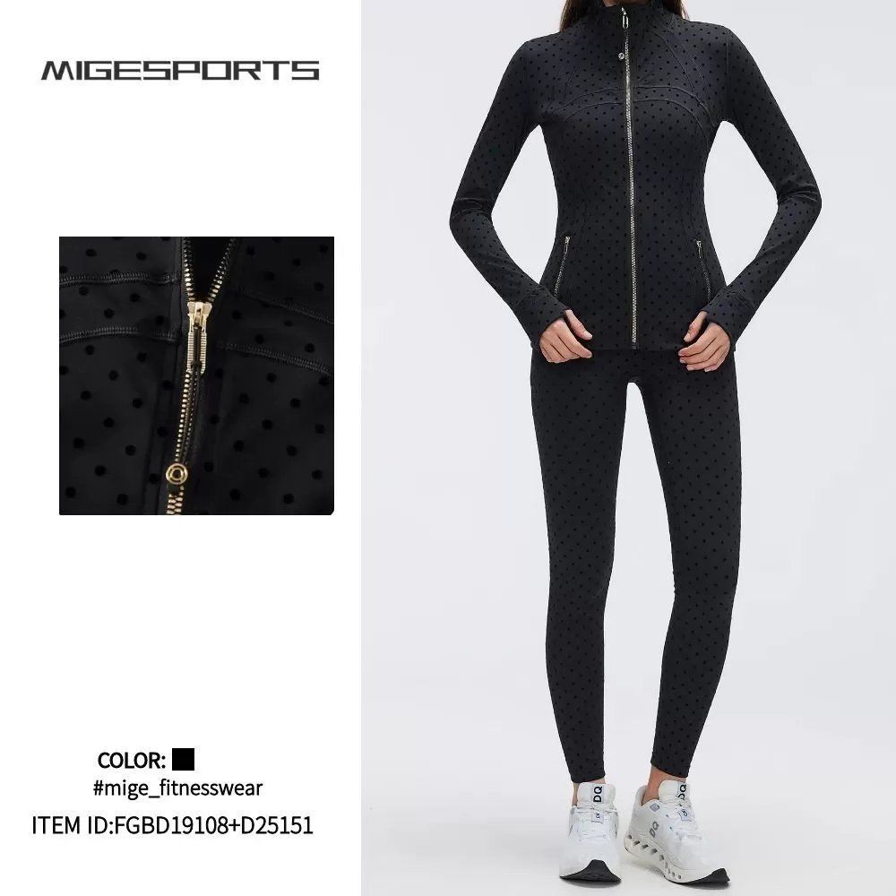Conjunto de chaqueta y leggings de yoga para mujer, de manga larga, suaves, para entrenamiento en gimnasio, fitness, FGBD19108+D25151