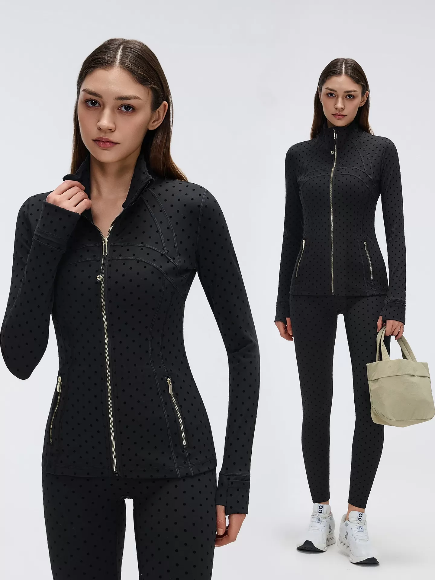 Conjunto de chaqueta y leggings de yoga para mujer, de manga larga, suaves, para entrenamiento en gimnasio, fitness, FGBD19108+D25151