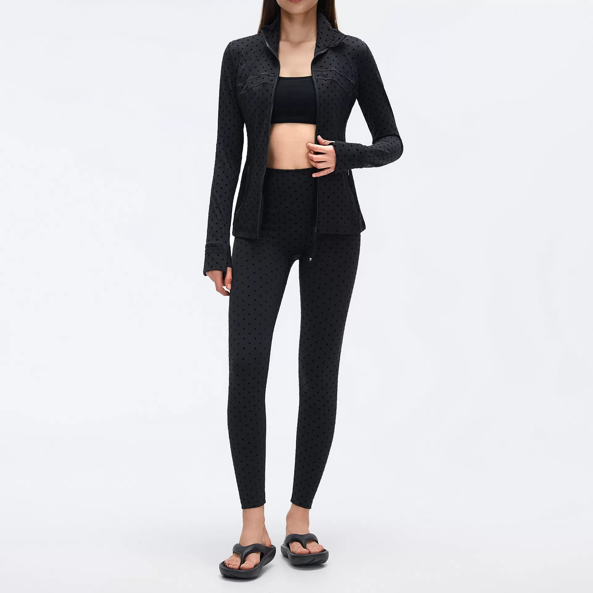 Conjunto de chaqueta y leggings de yoga para mujer, de manga larga, suaves, para entrenamiento en gimnasio, fitness, FGBD19108+D25151