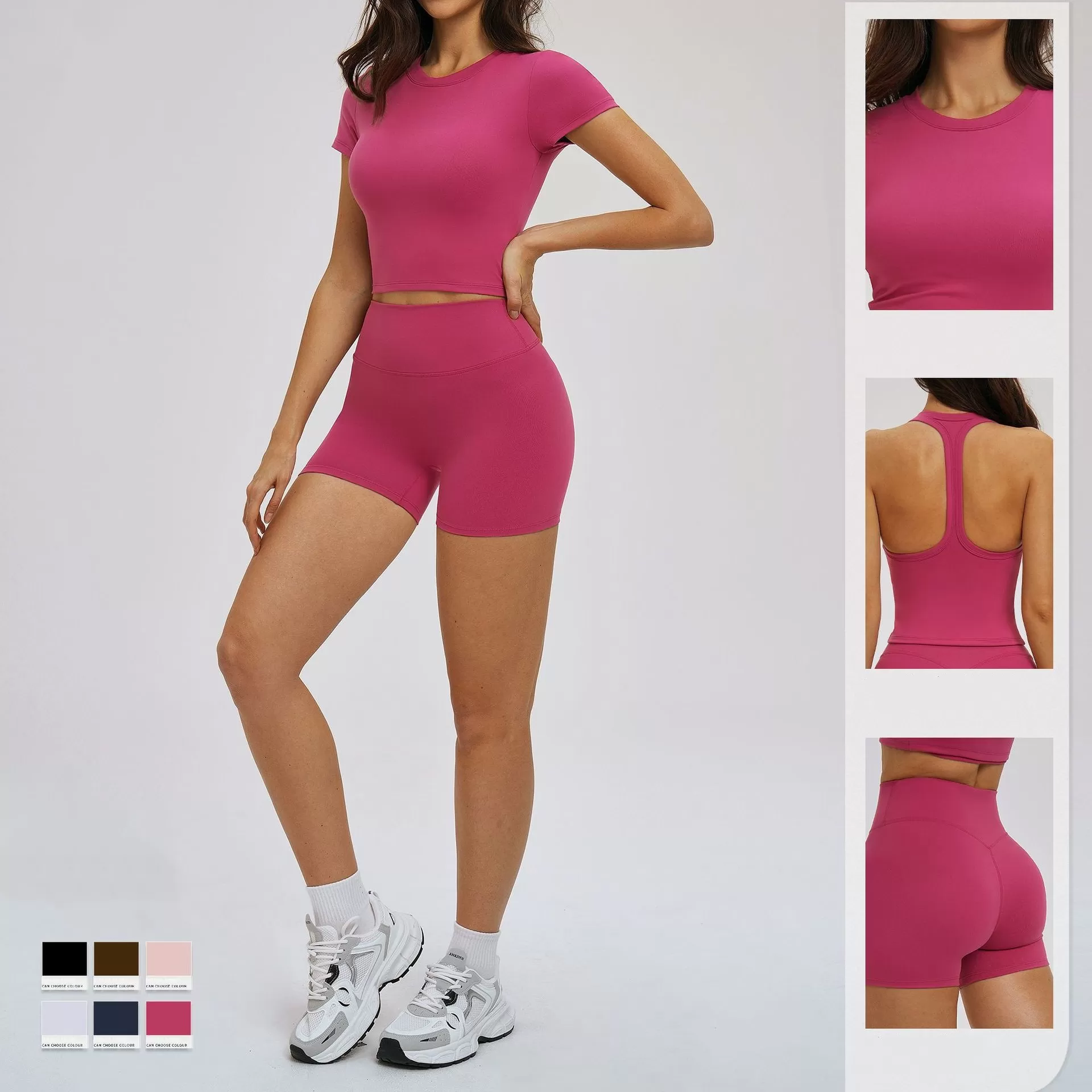 Conjunto de 5 piezas de ropa deportiva para fitness, gimnasio y yoga para mujer, conjuntos de ropa deportiva para mujer FGBTZ5087
