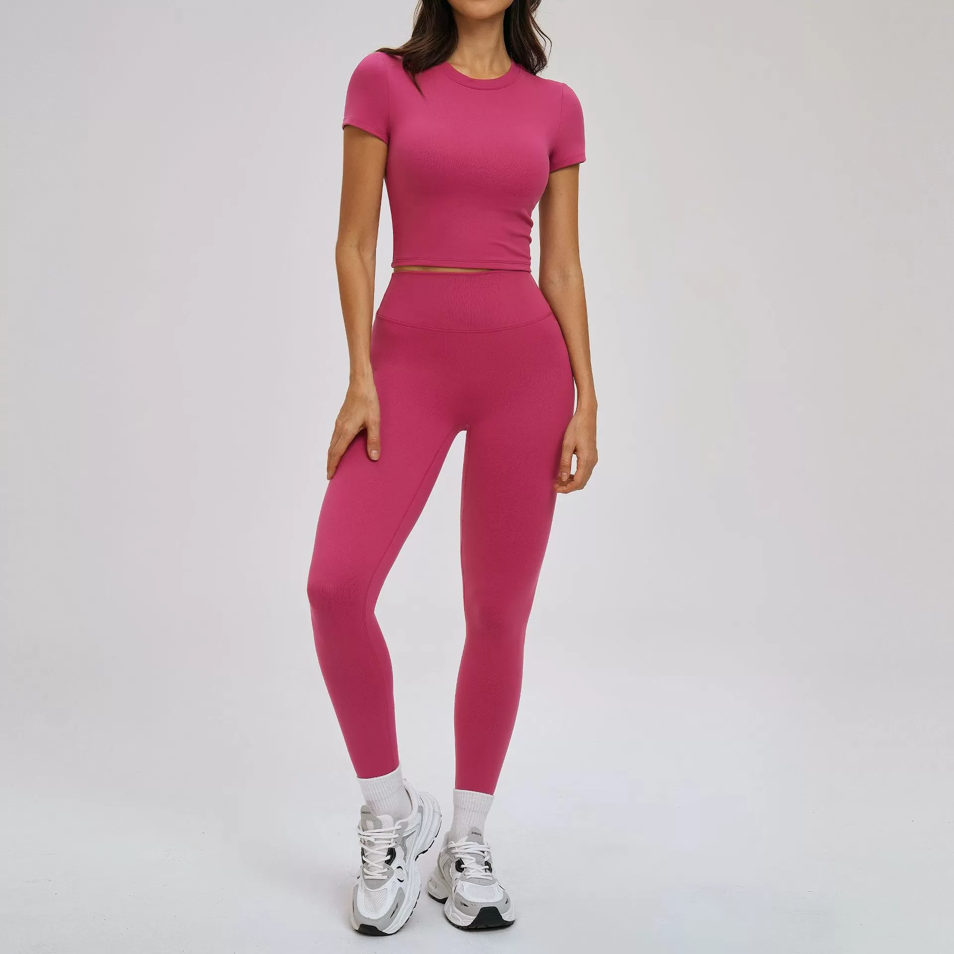 Manga corta rosa + leggings