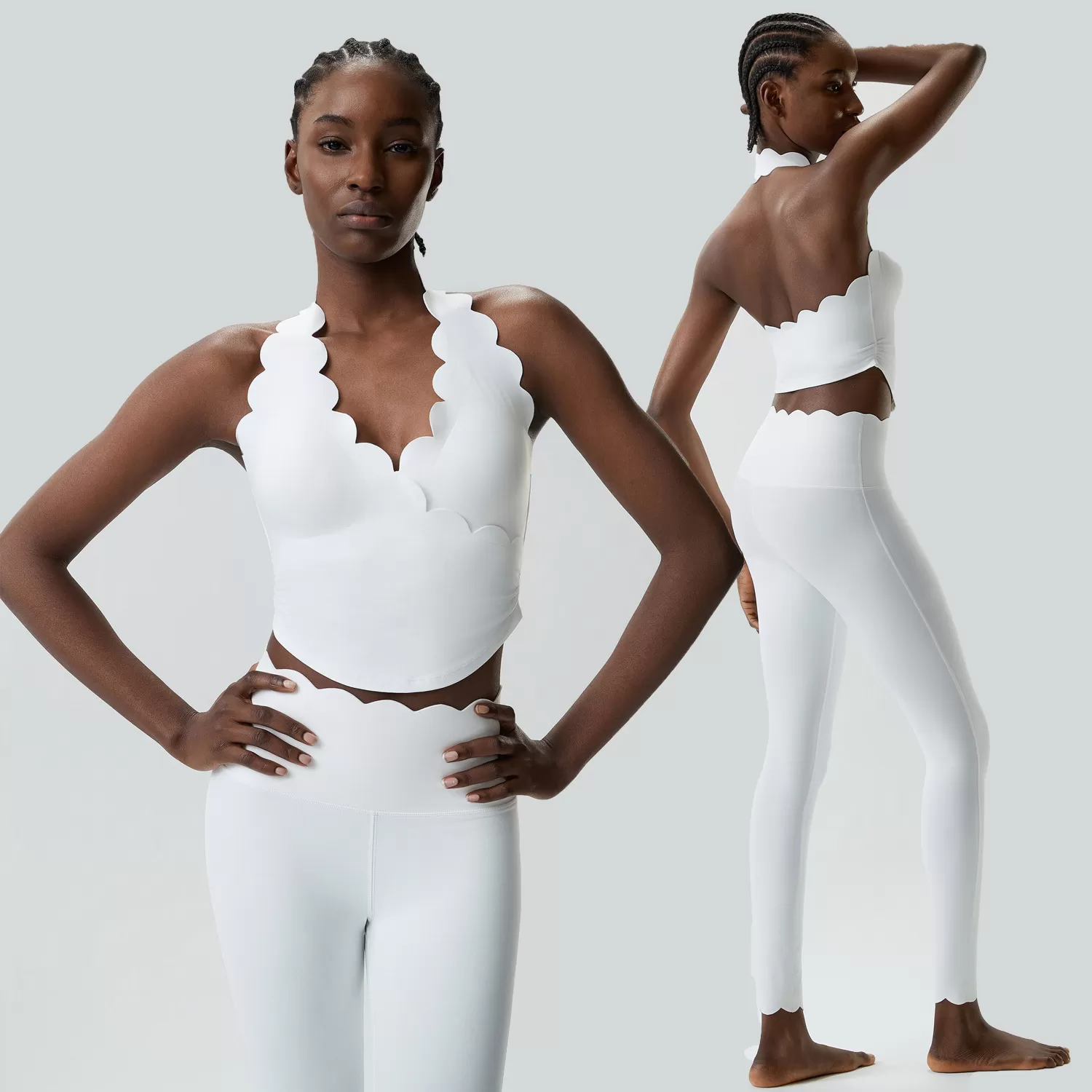 Conjunto de dos piezas de sujetador y leggings de yoga para mujer, ropa deportiva de gimnasio, color sólido, FGBYB611+LP447