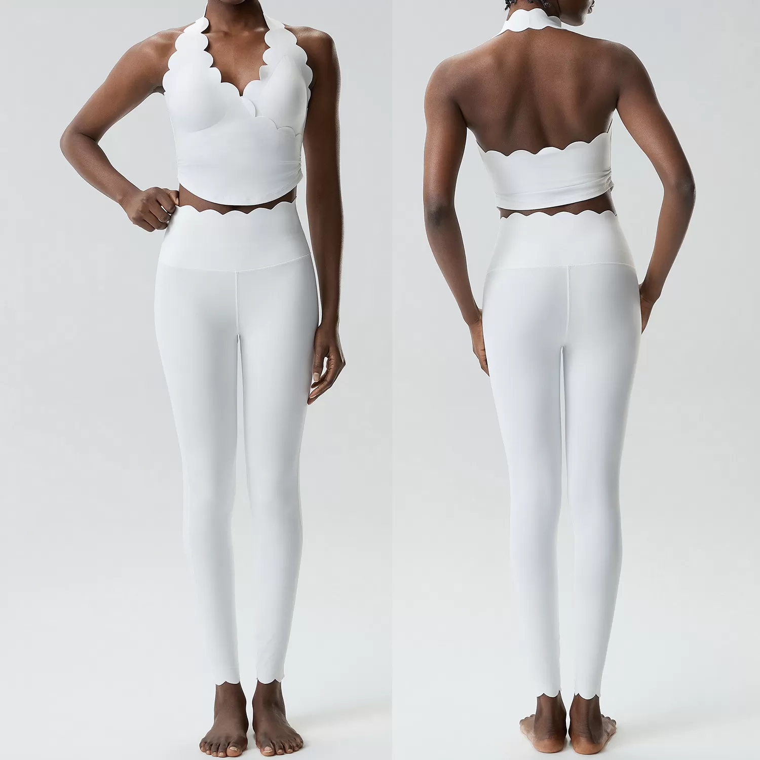 Conjunto de dos piezas de sujetador y leggings de yoga para mujer, ropa deportiva de gimnasio, color sólido, FGBYB611+LP447