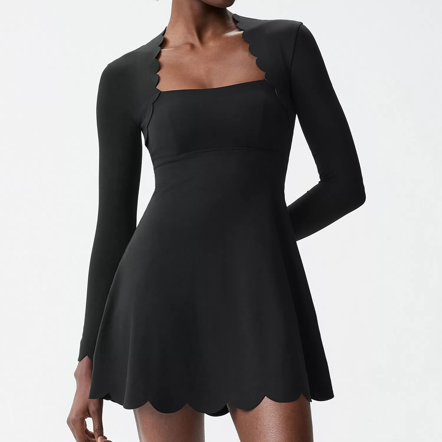 Faldas deportivas con cuello ondulado y mangas largas para mujer, para gimnasio, tenis, FGBLT682