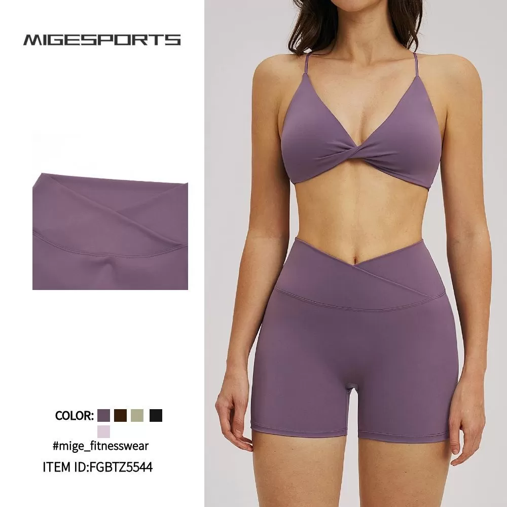 Conjunto de yoga y fitness para mujer, pantalones cortos y sujetador, FGBTZ5544