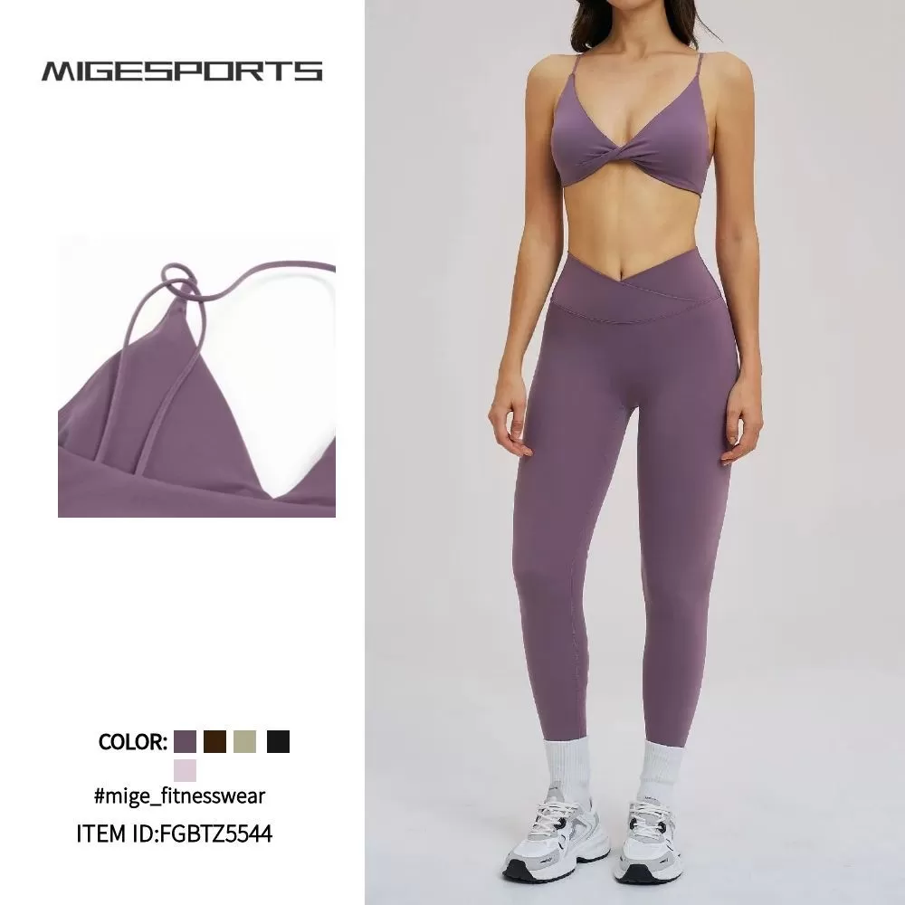 Conjunto deportivo de 2 piezas para mujer, traje de yoga, sujetador deportivo para correr y leggings elásticos para entrenamiento, ropa de yoga FGBTZ5544
