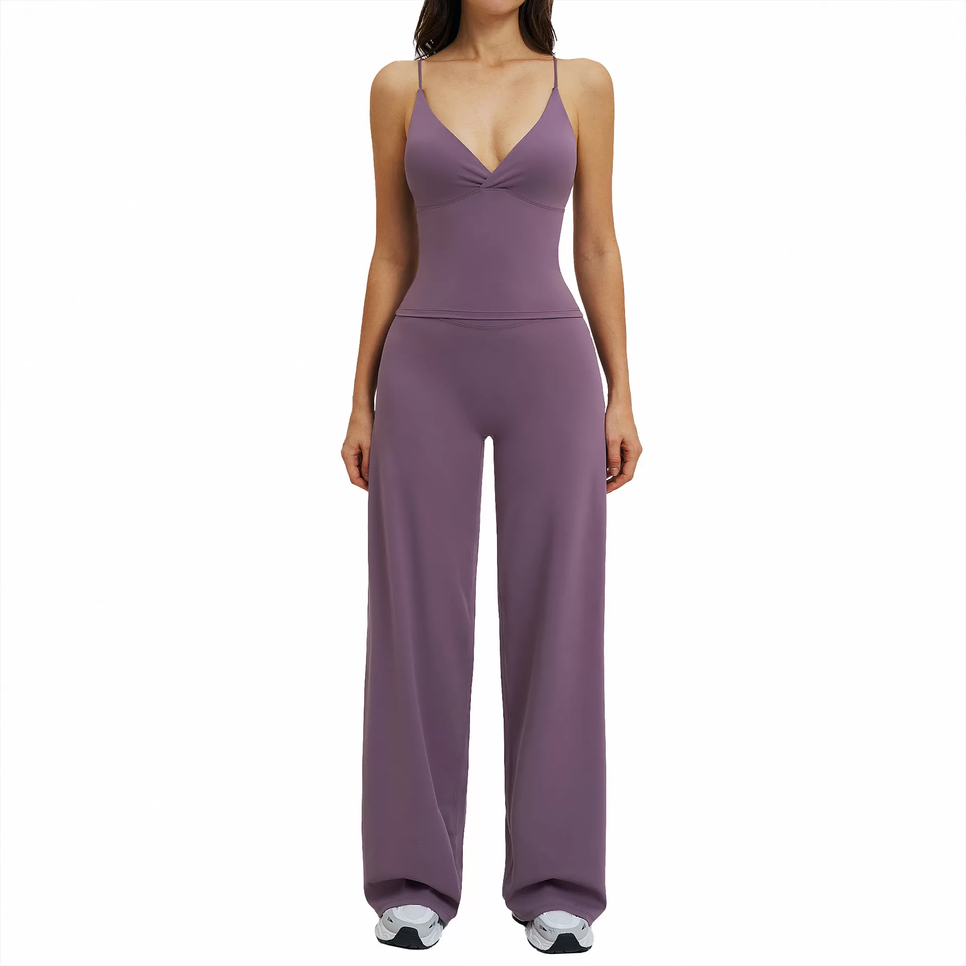 Conjuntos de ropa deportiva para gimnasio, de nailon y elastano, para mujer, para yoga, de pierna ancha, FGBTZ5544