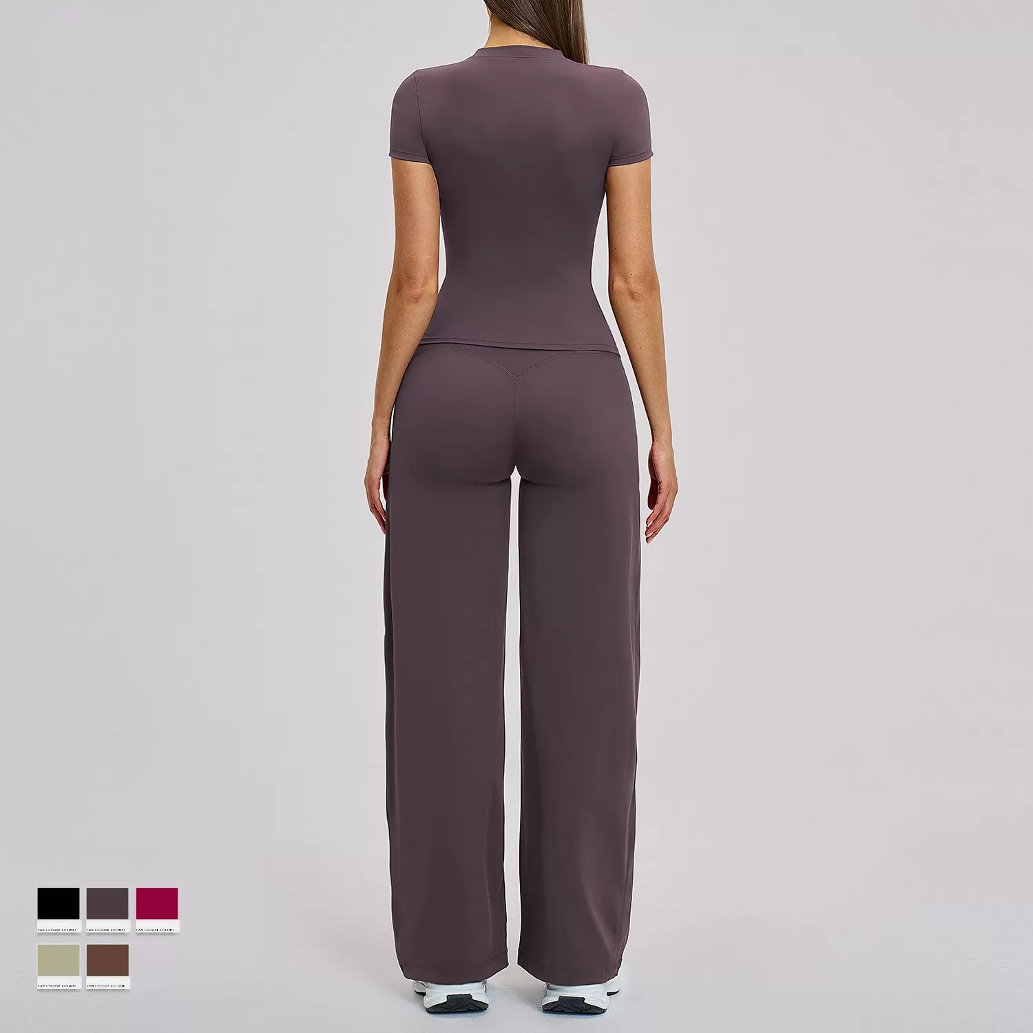 Traje de yoga para mujer, conjunto informal de dos piezas, ropa deportiva elástica de cuatro direcciones, pantalones de manga corta, trajes de entrenamiento de secado rápido FGBTZ8455