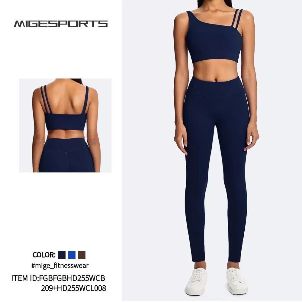 Conjunto de yoga para fitness, gimnasio, sexy, abierto, belleza, espalda, levantamiento de cadera, transpirable, secado rápido, entrenamiento, atletismo, correr, FGBHD255WCB209+HD255WCL008