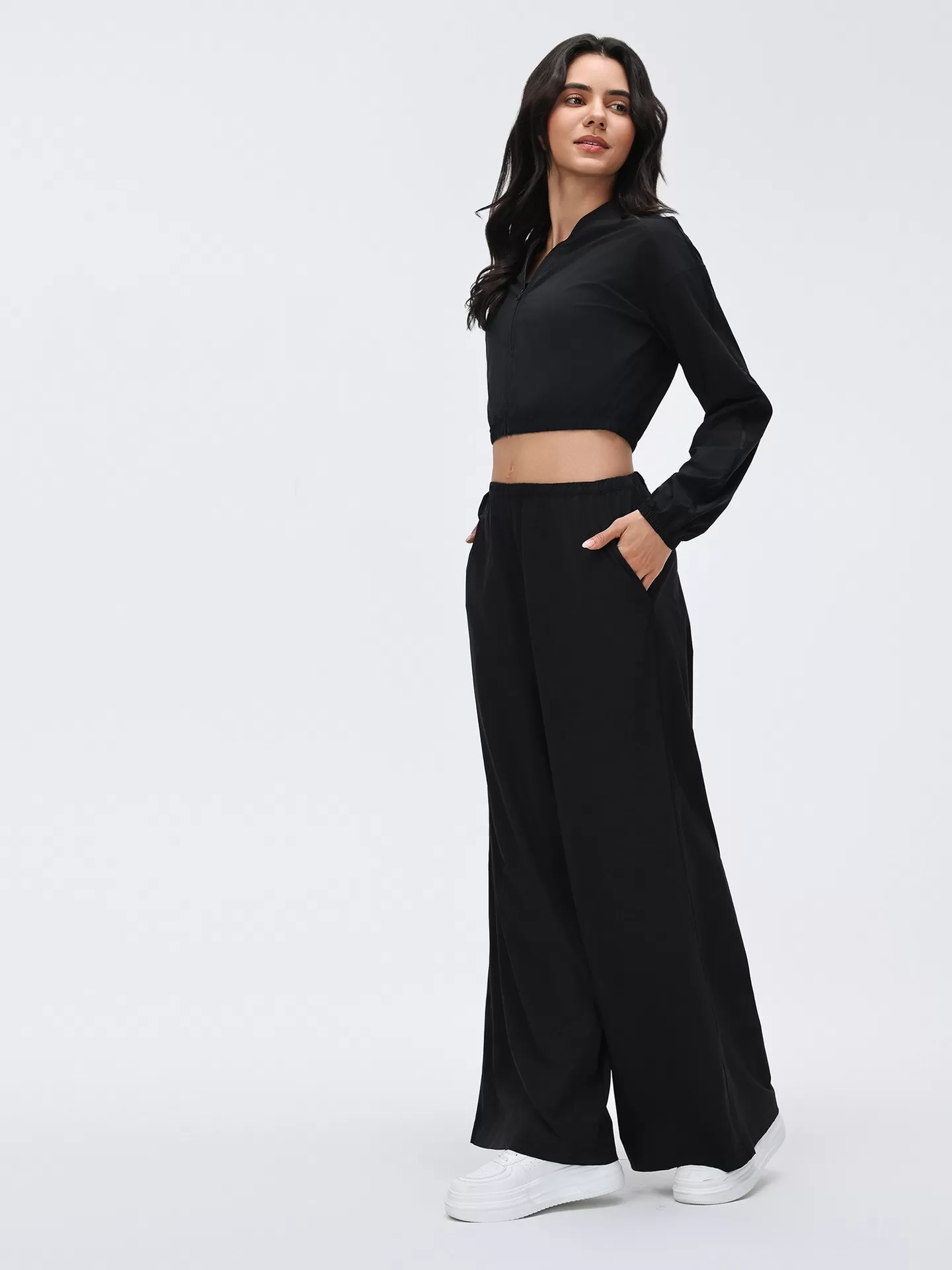 Pantalones de running para mujer, holgados, de pierna ancha, deportivos, informales, para fitness, yoga, FGBD26030