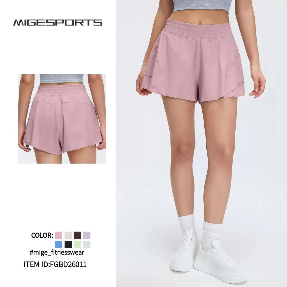 Pantalones cortos de yoga para mujer, de secado rápido, de poliéster, con cintura elástica, para correr y hacer ejercicio, FGBD26011