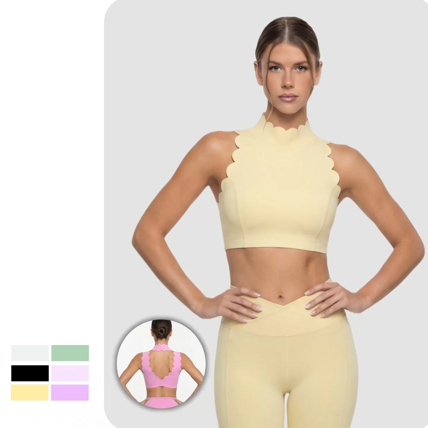 Conjunto deportivo de leggings y camisetas sin mangas para yoga, entrenamiento, gimnasio, fitness, para mujer, FGB8814