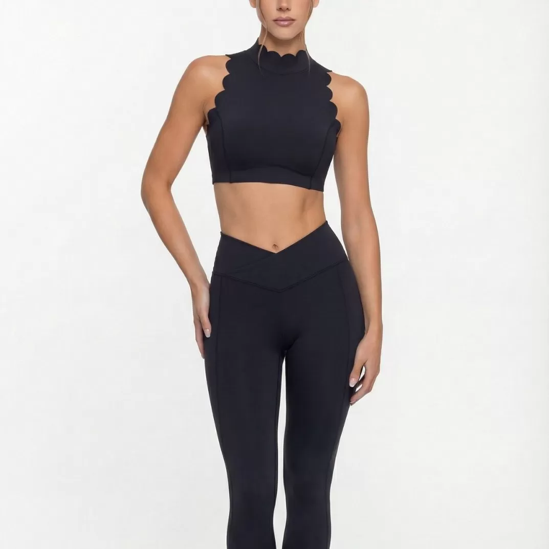 Conjunto deportivo de leggings y camisetas sin mangas para yoga, entrenamiento, gimnasio, fitness, para mujer, FGB8814