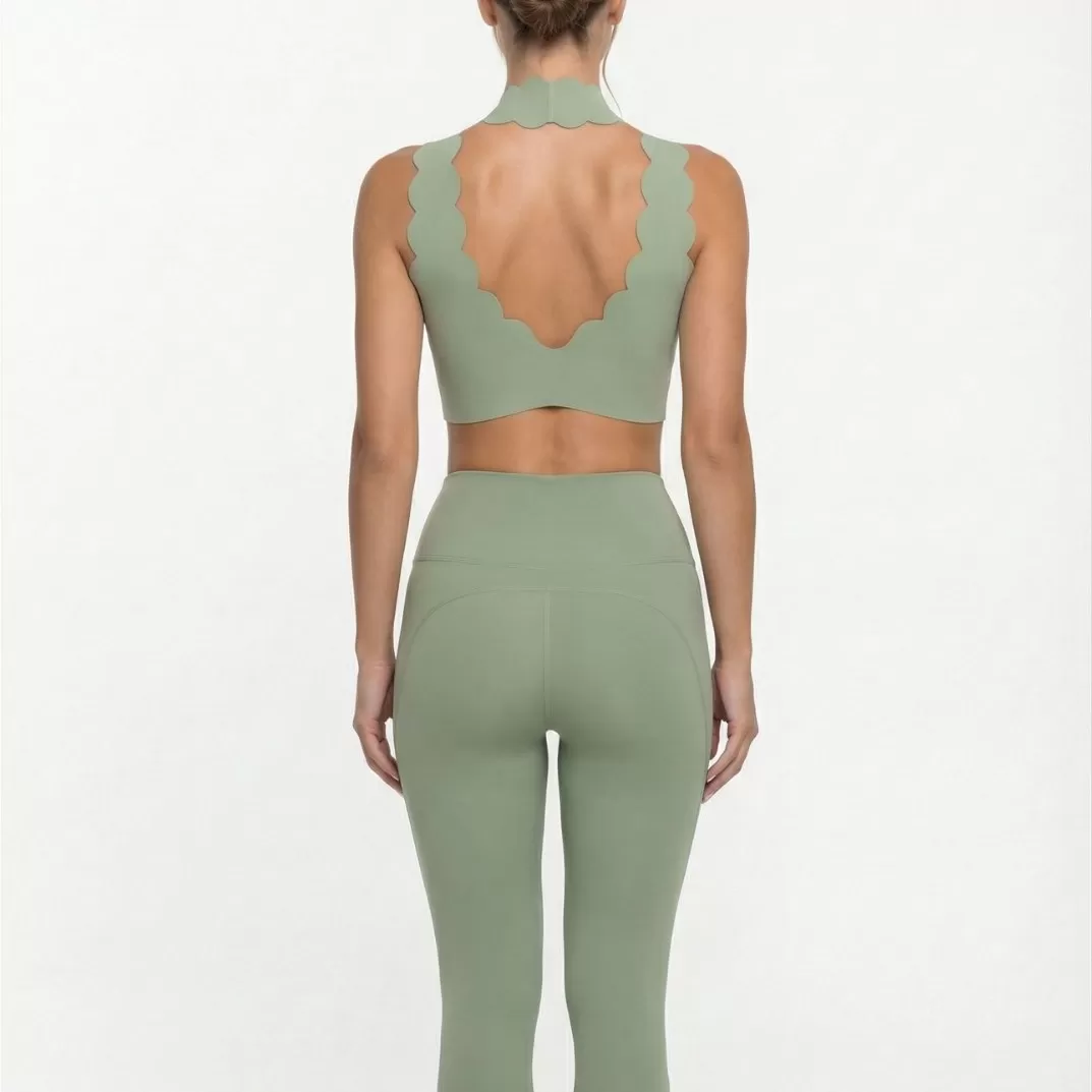 Conjunto deportivo de leggings y camisetas sin mangas para yoga, entrenamiento, gimnasio, fitness, para mujer, FGB8814