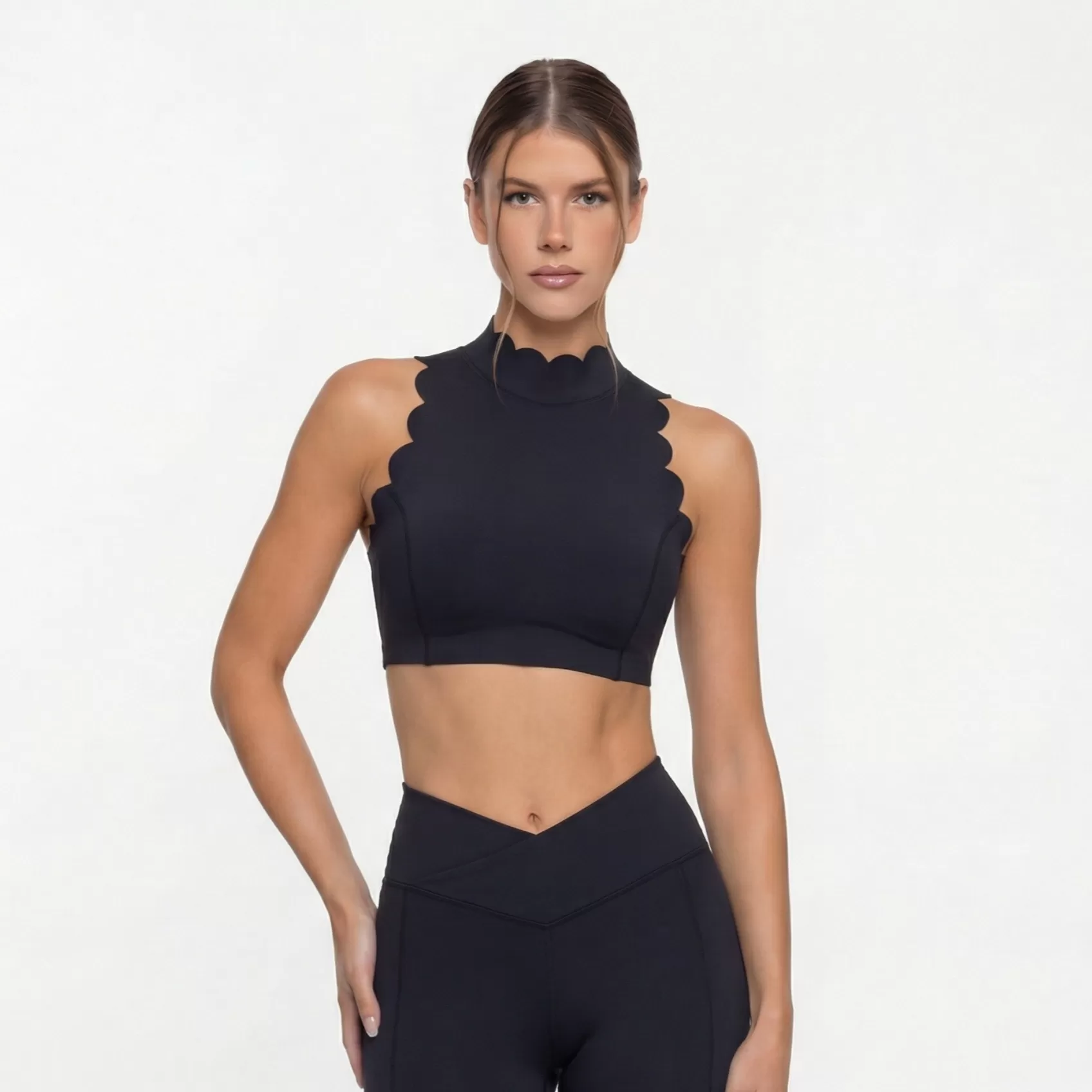 Conjunto deportivo de leggings y camisetas sin mangas para yoga, entrenamiento, gimnasio, fitness, para mujer, FGB8814