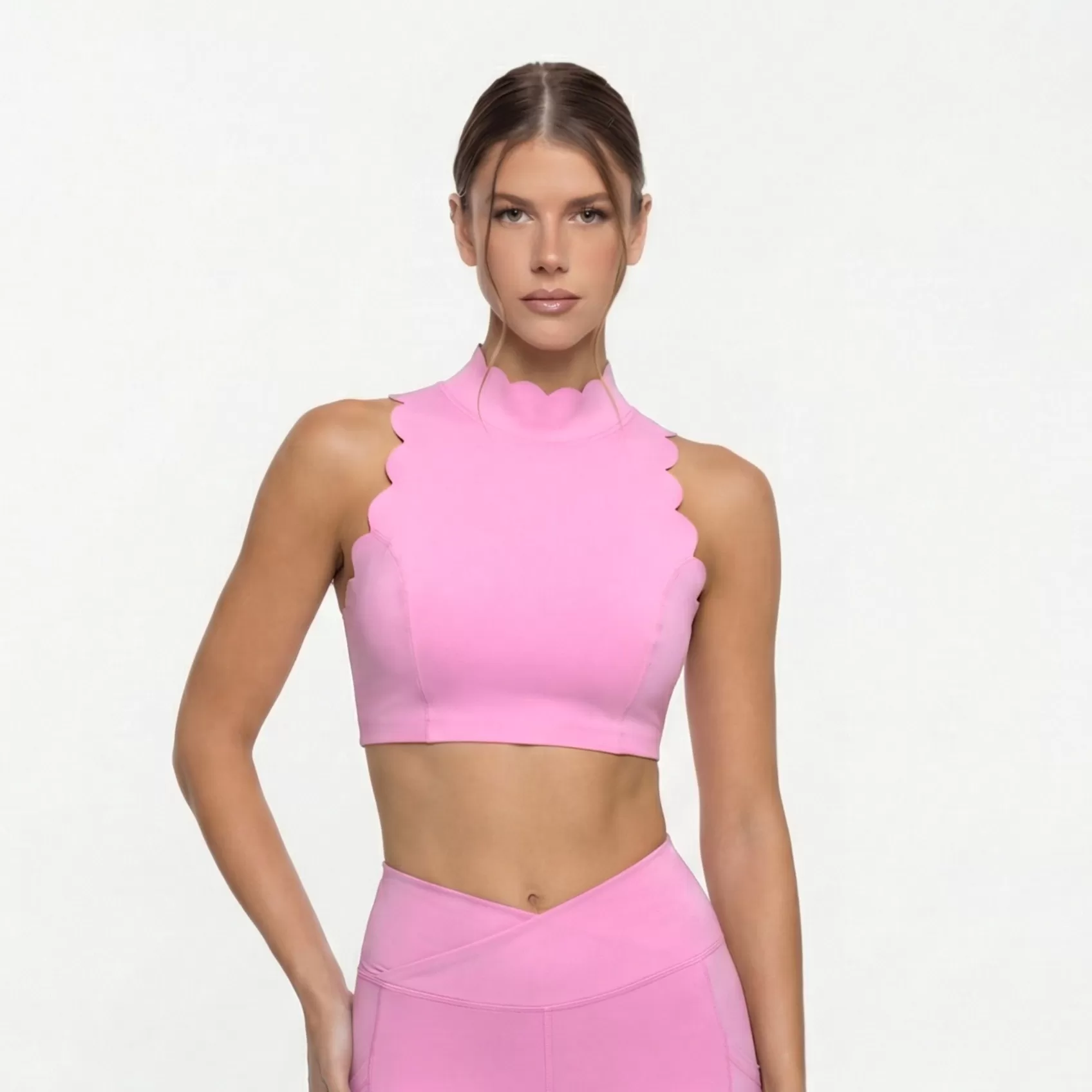 Conjunto deportivo de leggings y camisetas sin mangas para yoga, entrenamiento, gimnasio, fitness, para mujer, FGB8814